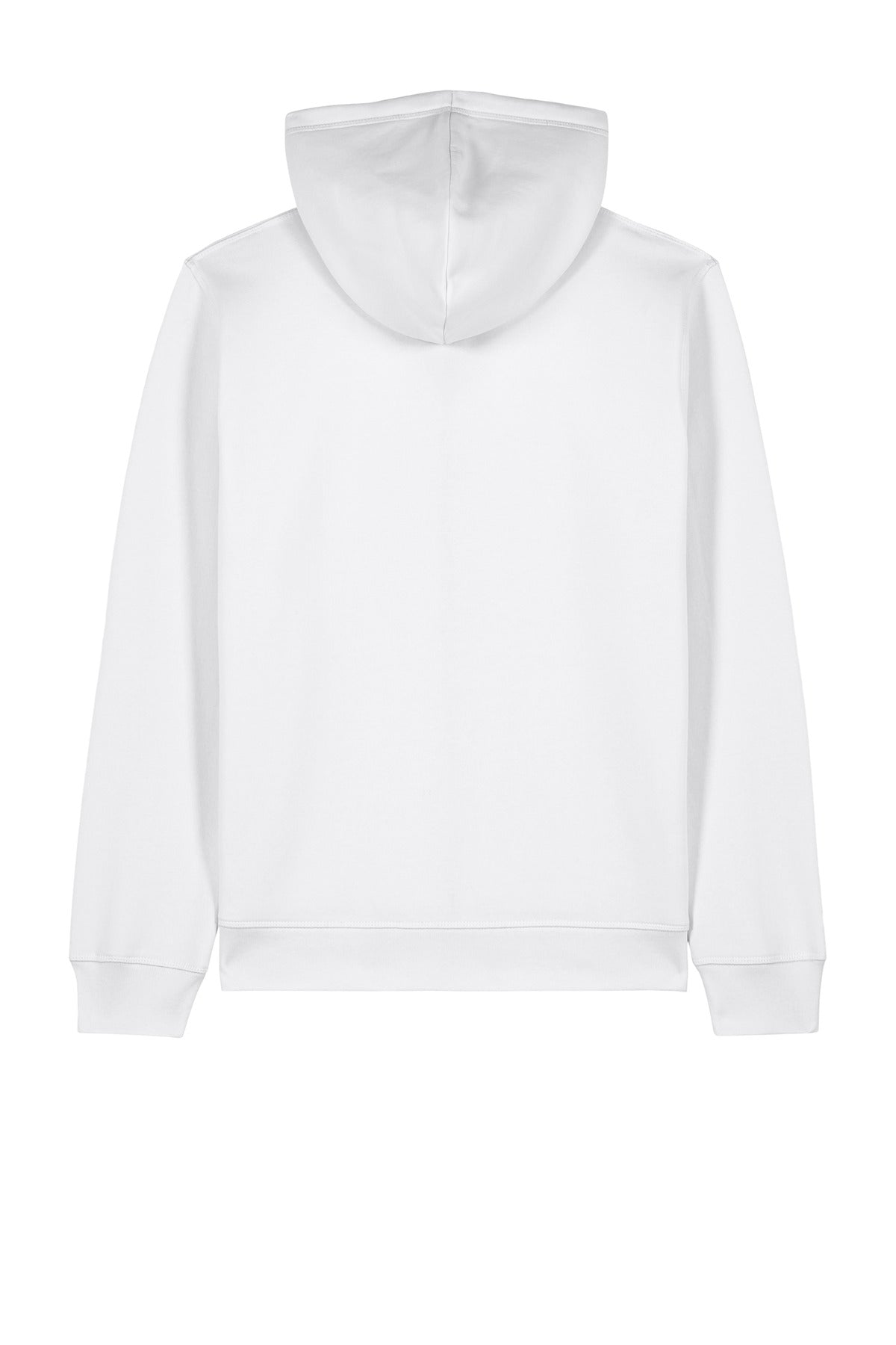 Rear View of White Stanley/Stella Unisex Mixer Full-Zip Hooded Sweatshirt SXU011