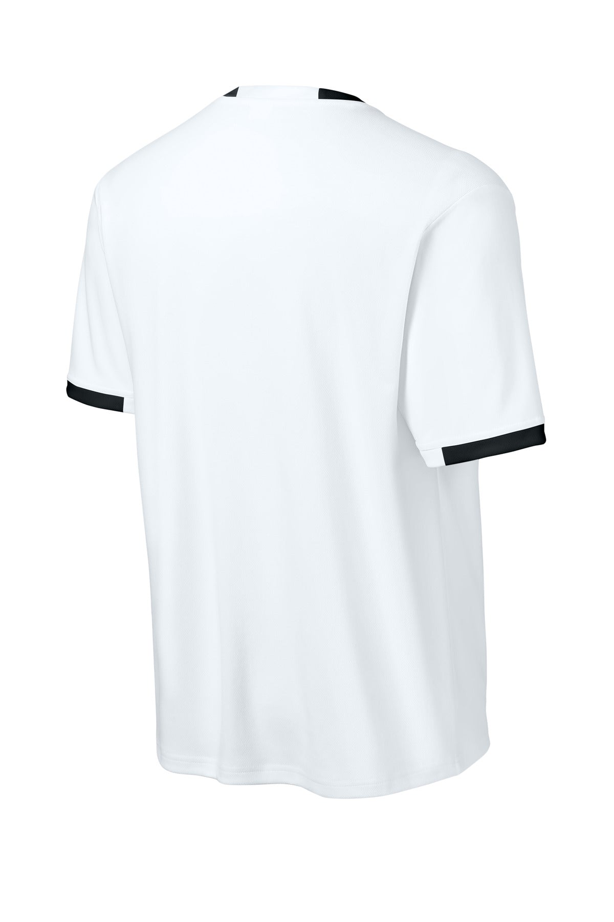 Rear View of White/Blk Sport-Tek Club Short Sleeve Crew ST440