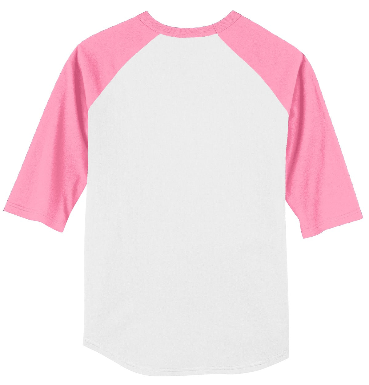 Rear View of White/Brt Pink Sport-Tek Colorblock Raglan Jersey. T200