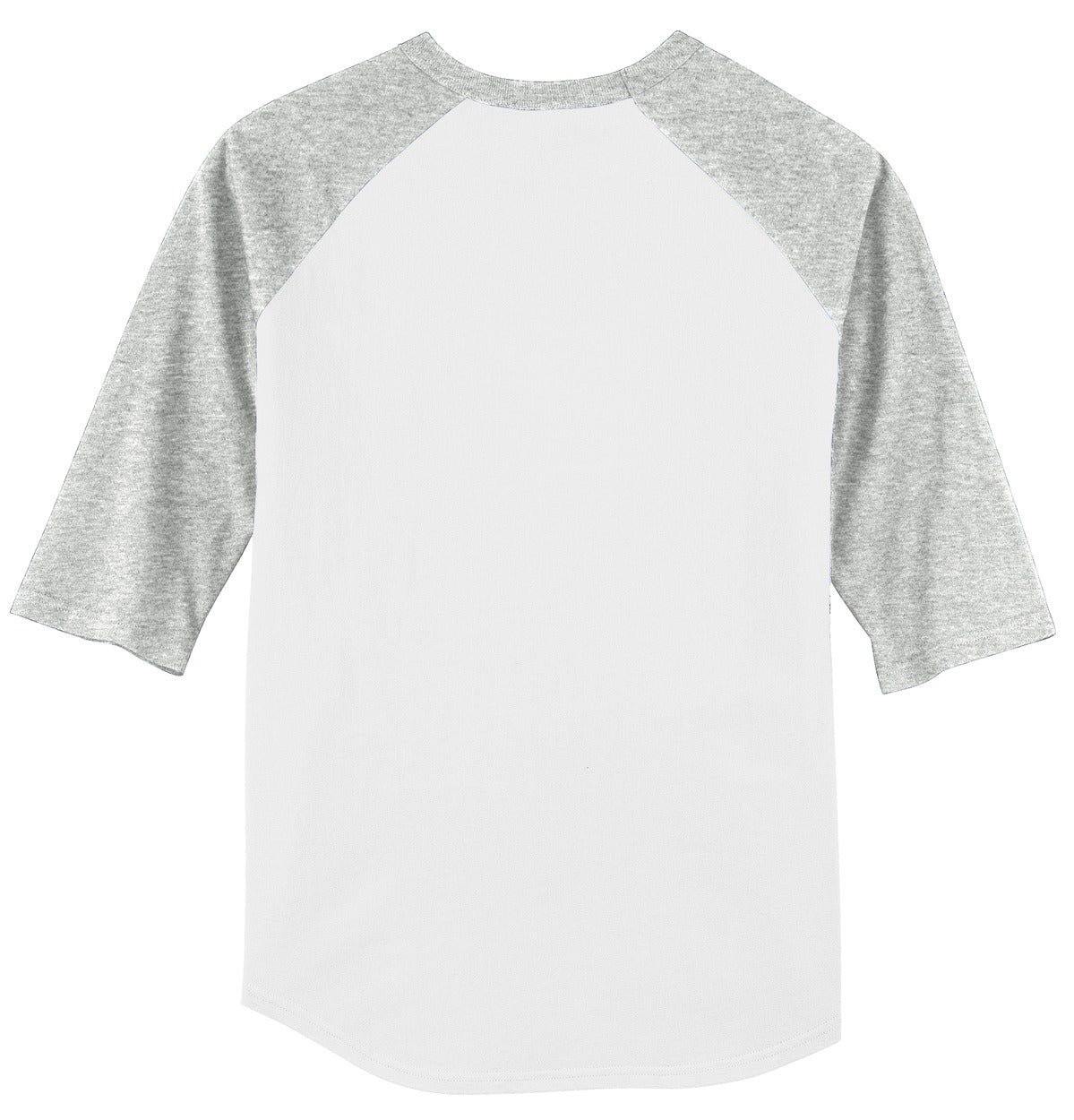 Rear View of White/Grey Hth Sport-Tek Colorblock Raglan Jersey. T200