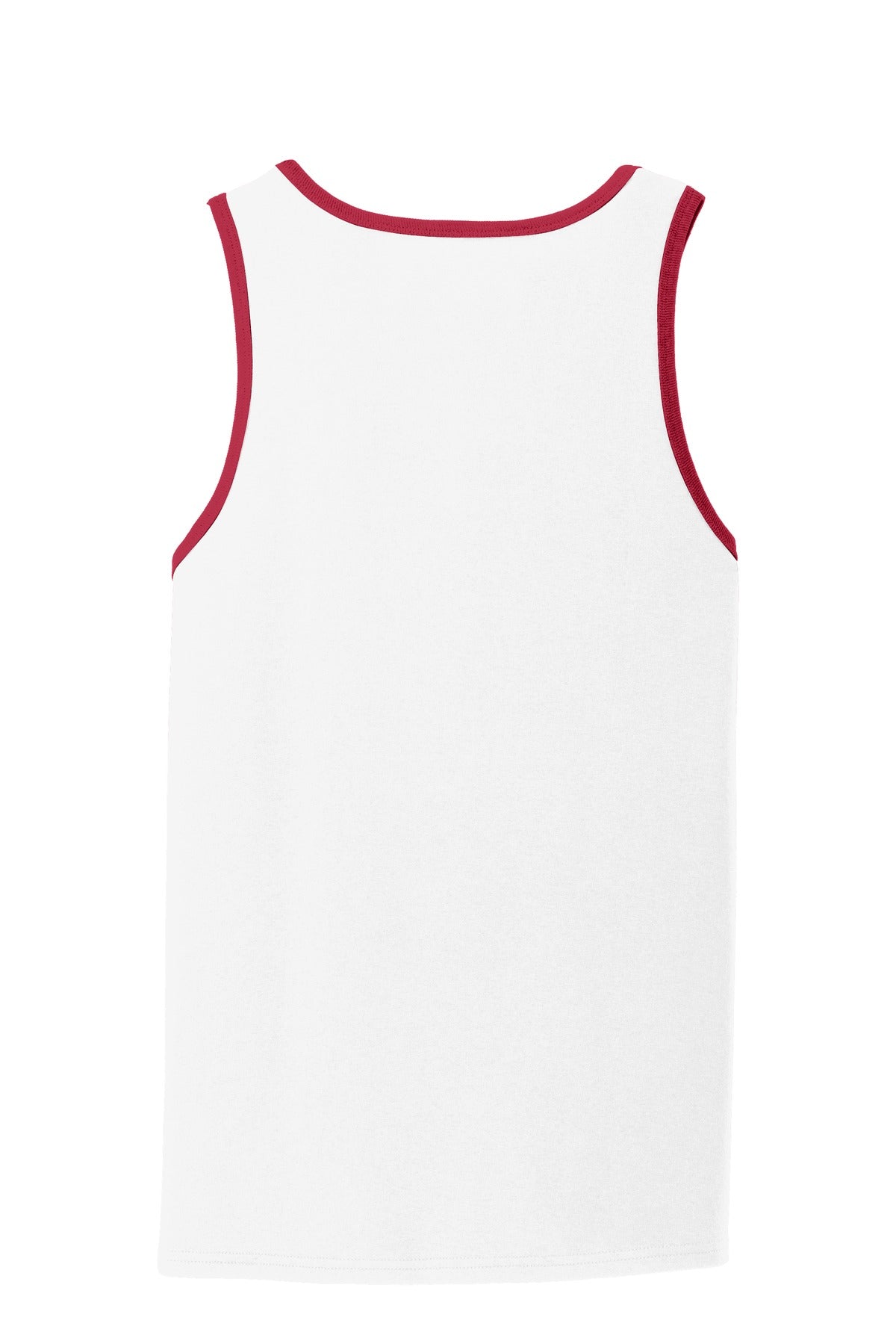 Rear View of White/Red Port & Co Core Cotton Tank Top. PC54TT
