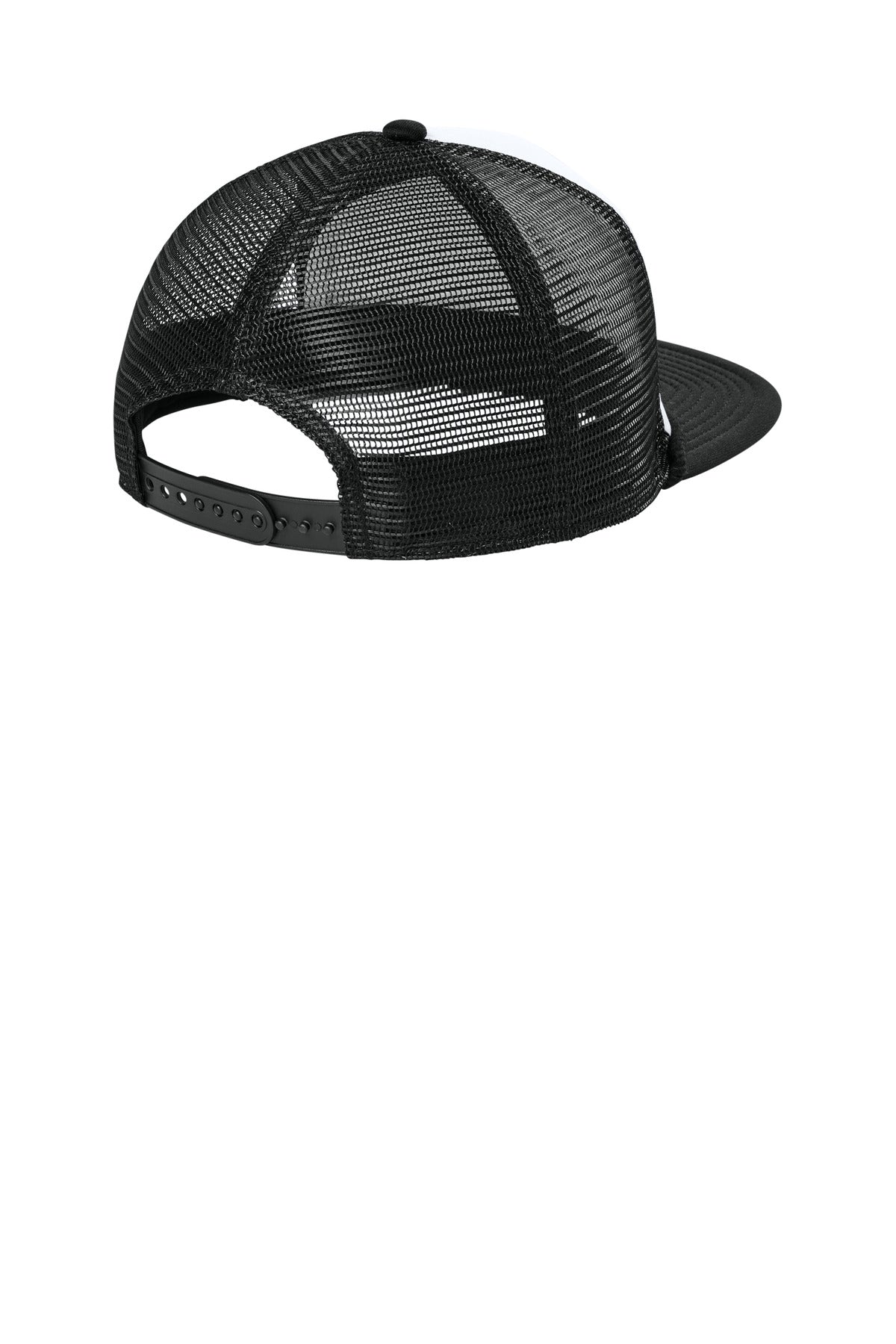 Rear View of Wht/Bk/Bk New Era Foam Rope Trucker Cap NE410