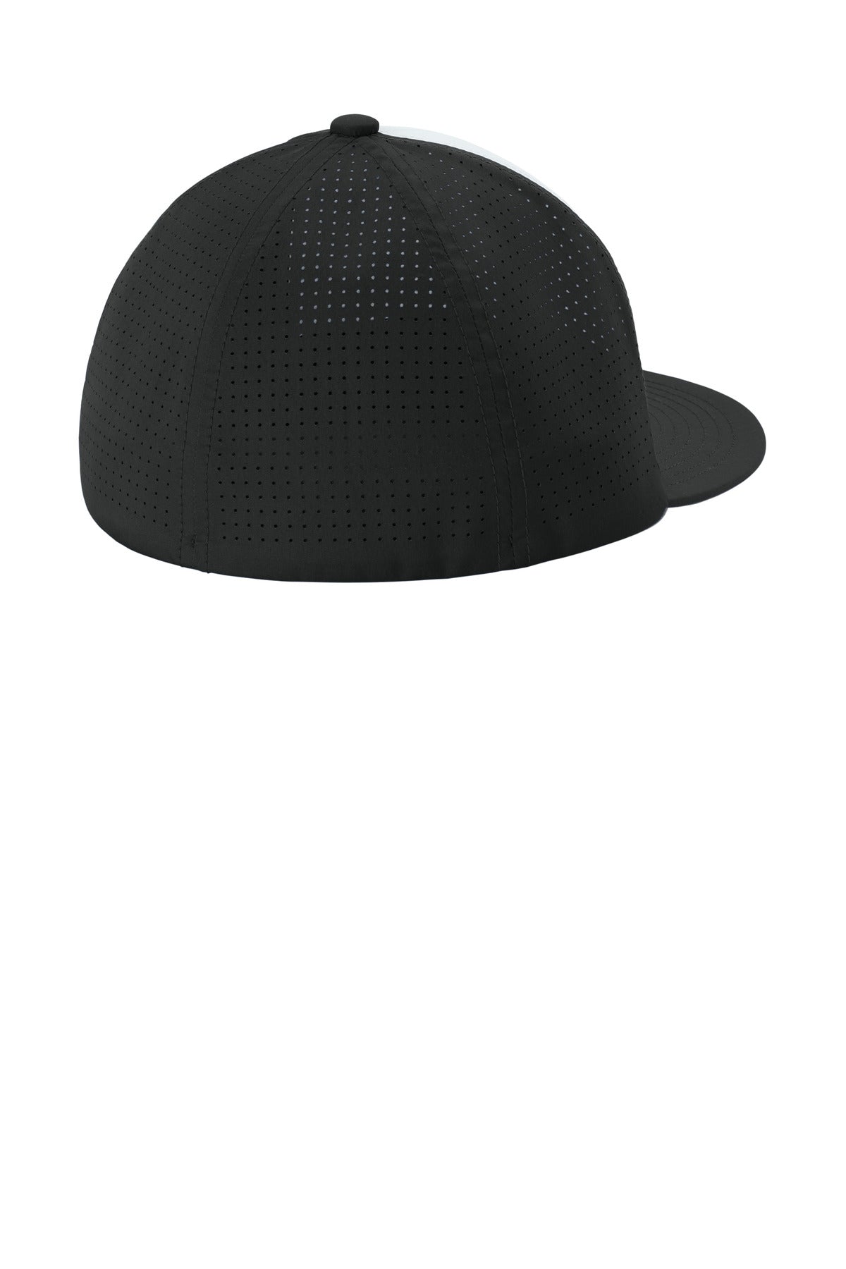 Rear View of Wht/Bk/Bk Sport-Tek Pro-Cut Stretch-Tek Cap STC64