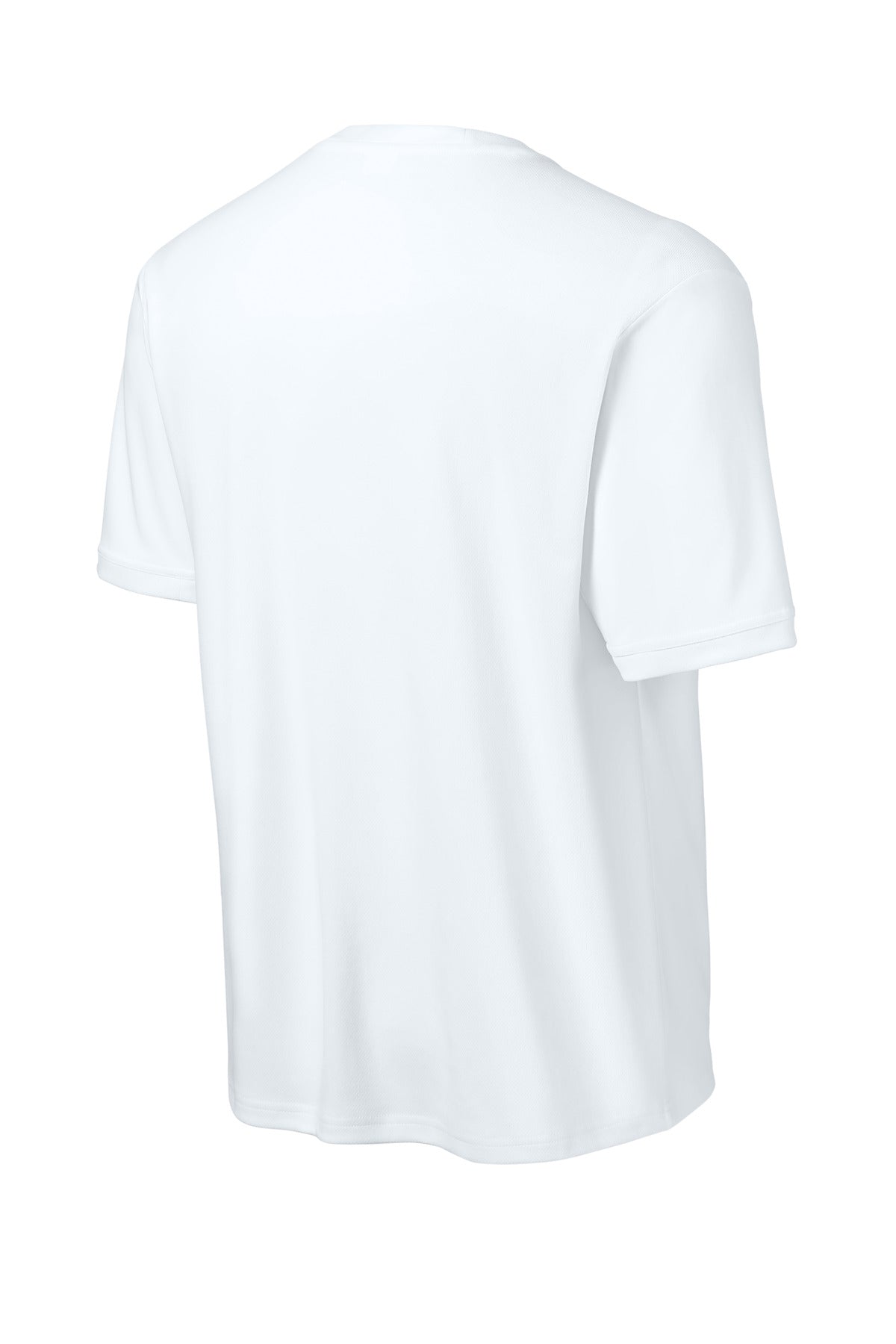 Rear View of Wht/Wht Sport-Tek Club Short Sleeve Crew ST440
