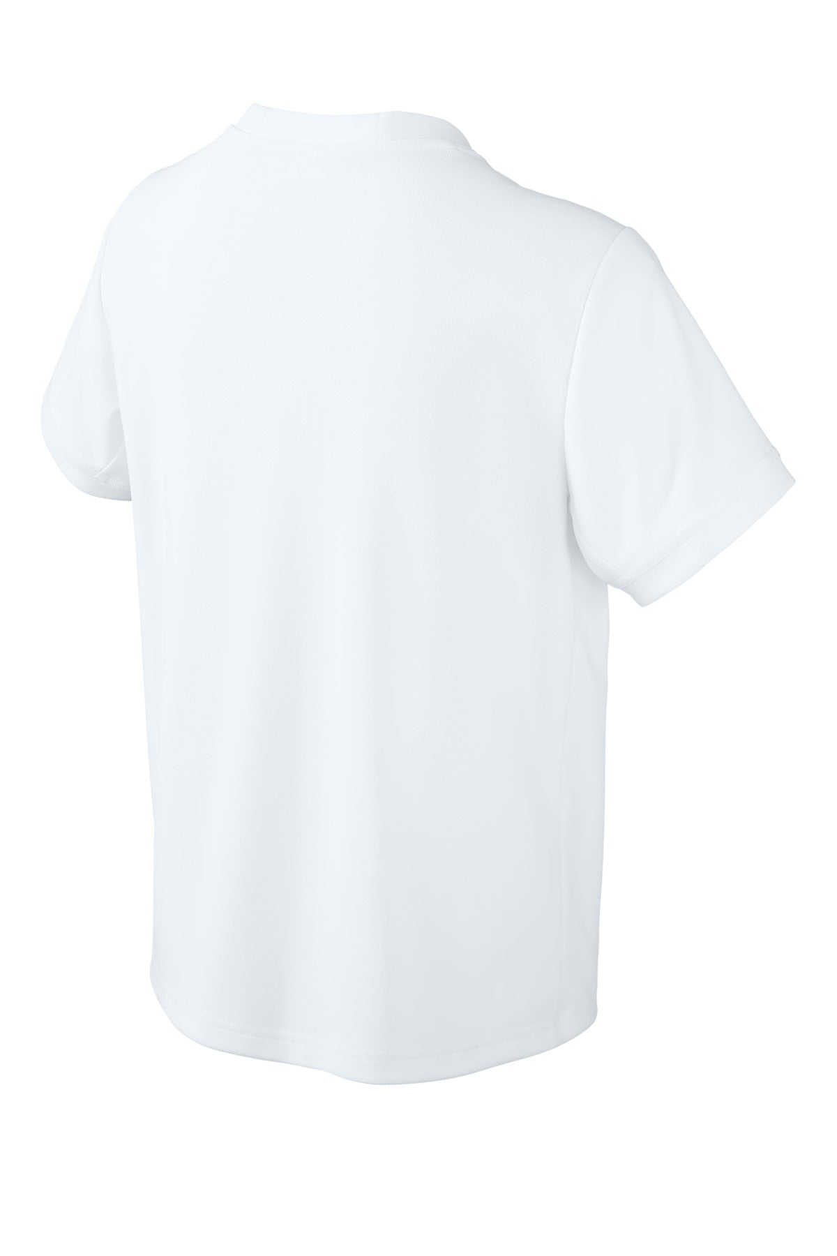 Rear View of Wht/Wht Sport-Tek Youth Club Short Sleeve Crew YST440