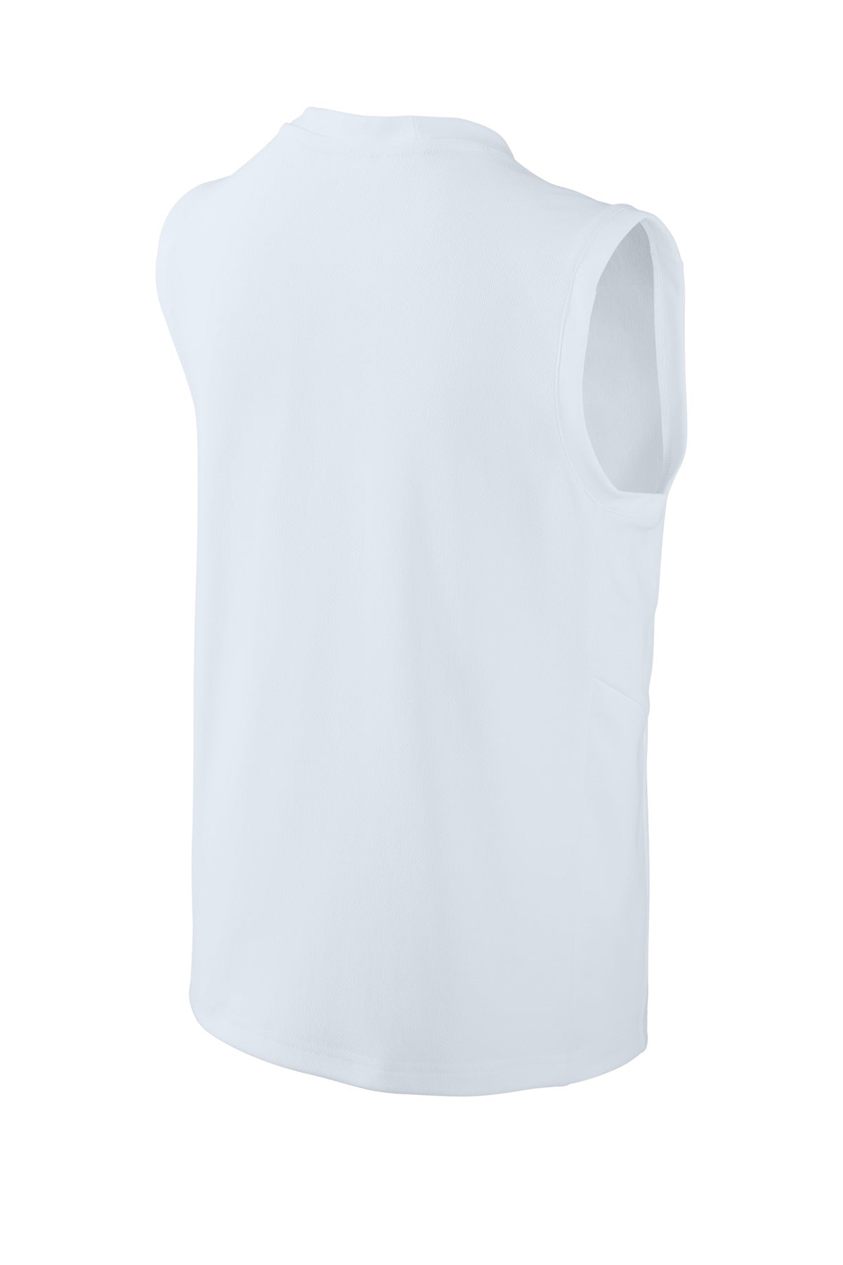 Rear View of Wht/Wht Sport-Tek Youth Club Sleeveless V-Neck YST441