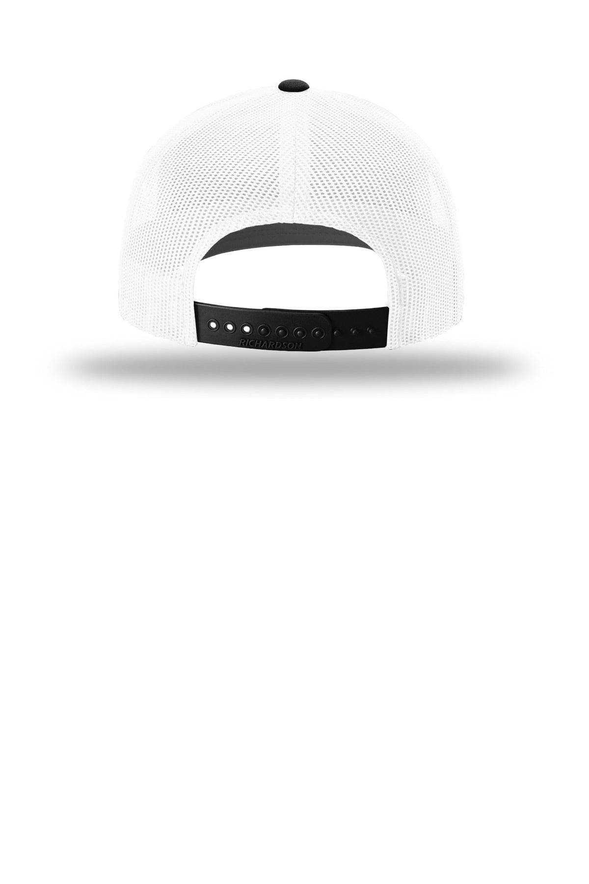 Rear View of Wht/Wht/Bk Richardson Trucker Cap 112