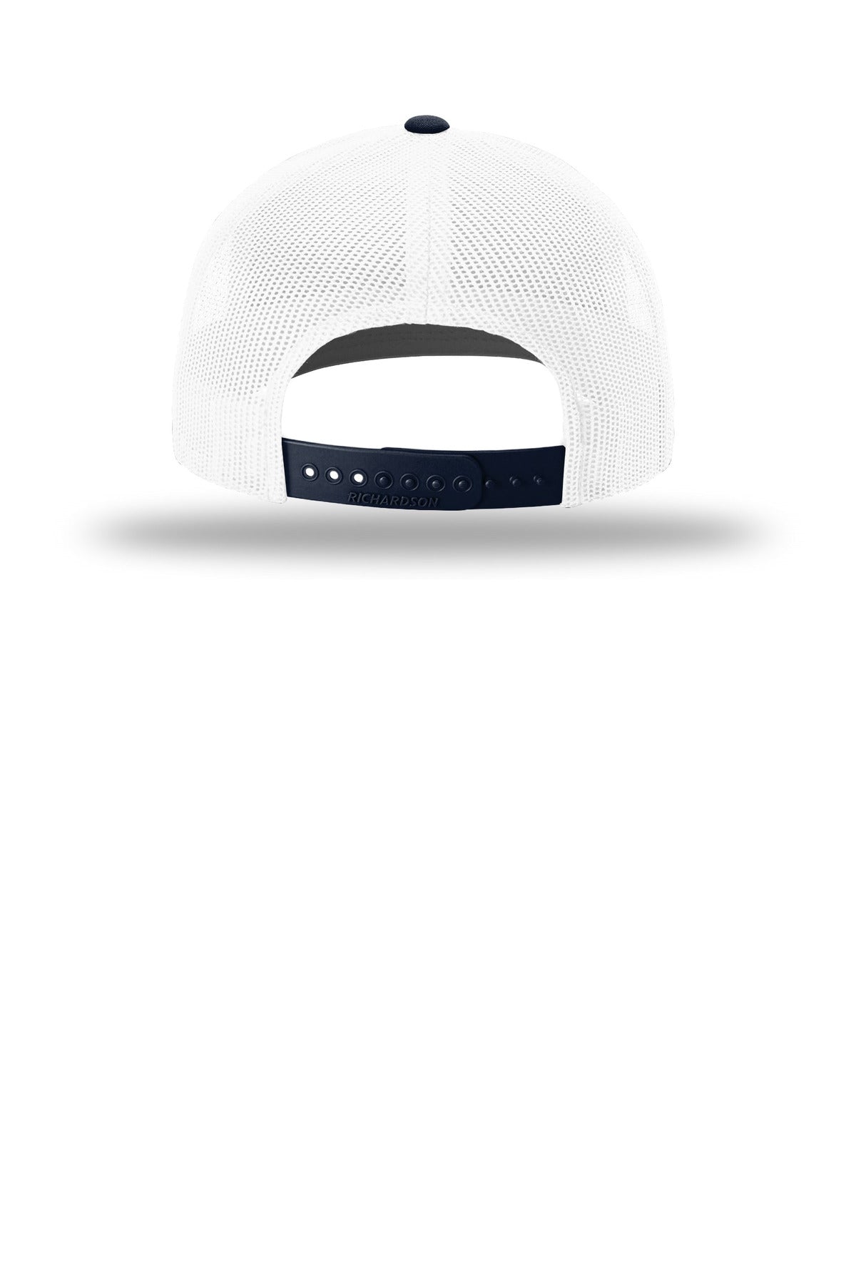 Rear View of Wht/Wht/Nv Richardson Trucker Cap 112