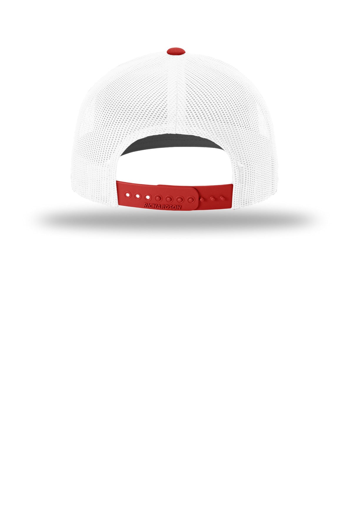 Rear View of Wht/Wht/Rd Richardson Trucker Cap 112