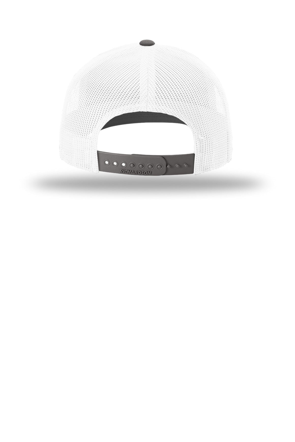 Rear View of Wh/Wh/Char Richardson Trucker Cap 112