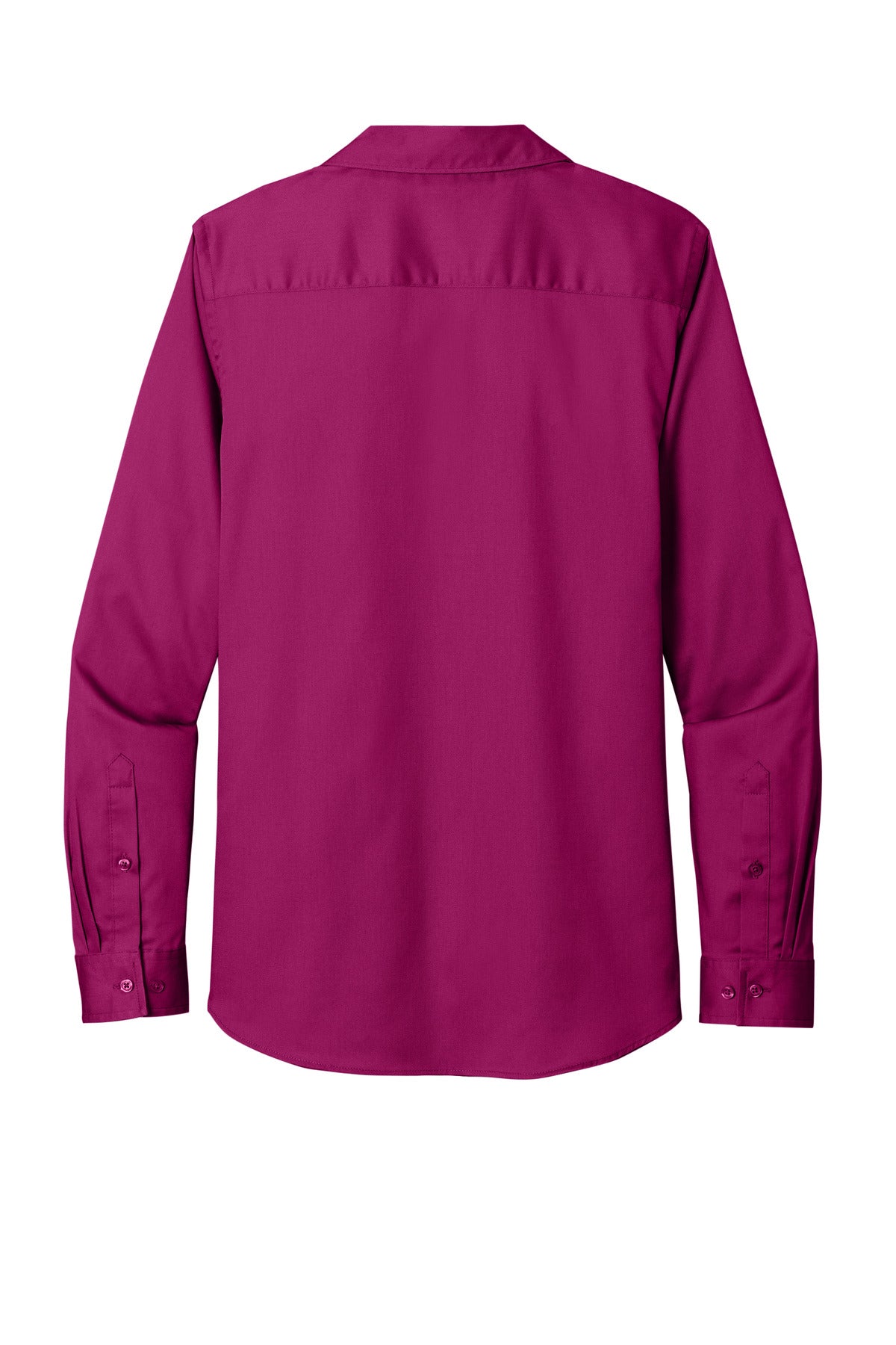 Rear View of WildBerry Port Authority Women's Long Sleeve SuperPro React Twill Shirt. LW808