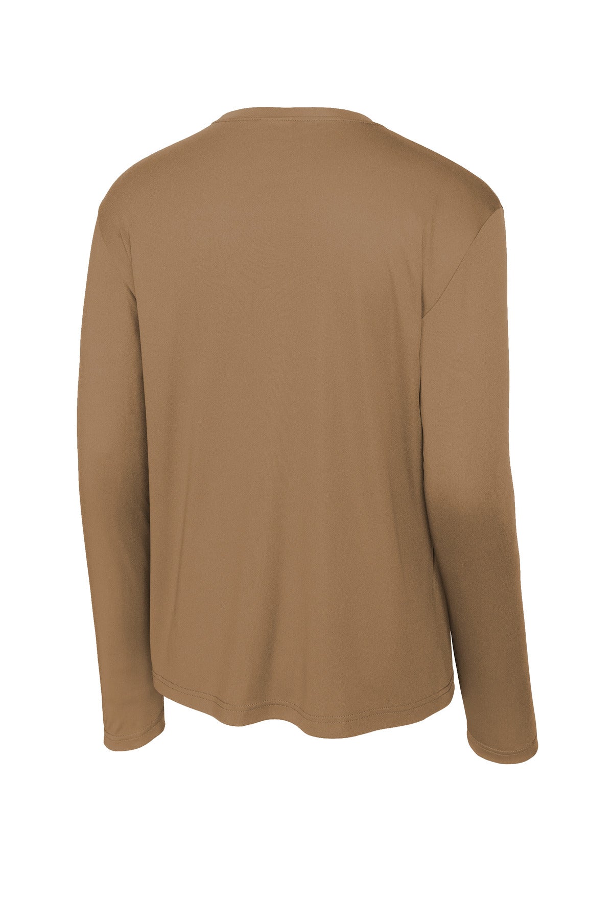 Rear View of Woodland Brown Sport-Tek Long Sleeve PosiCharge Competitor Tee. ST350LS