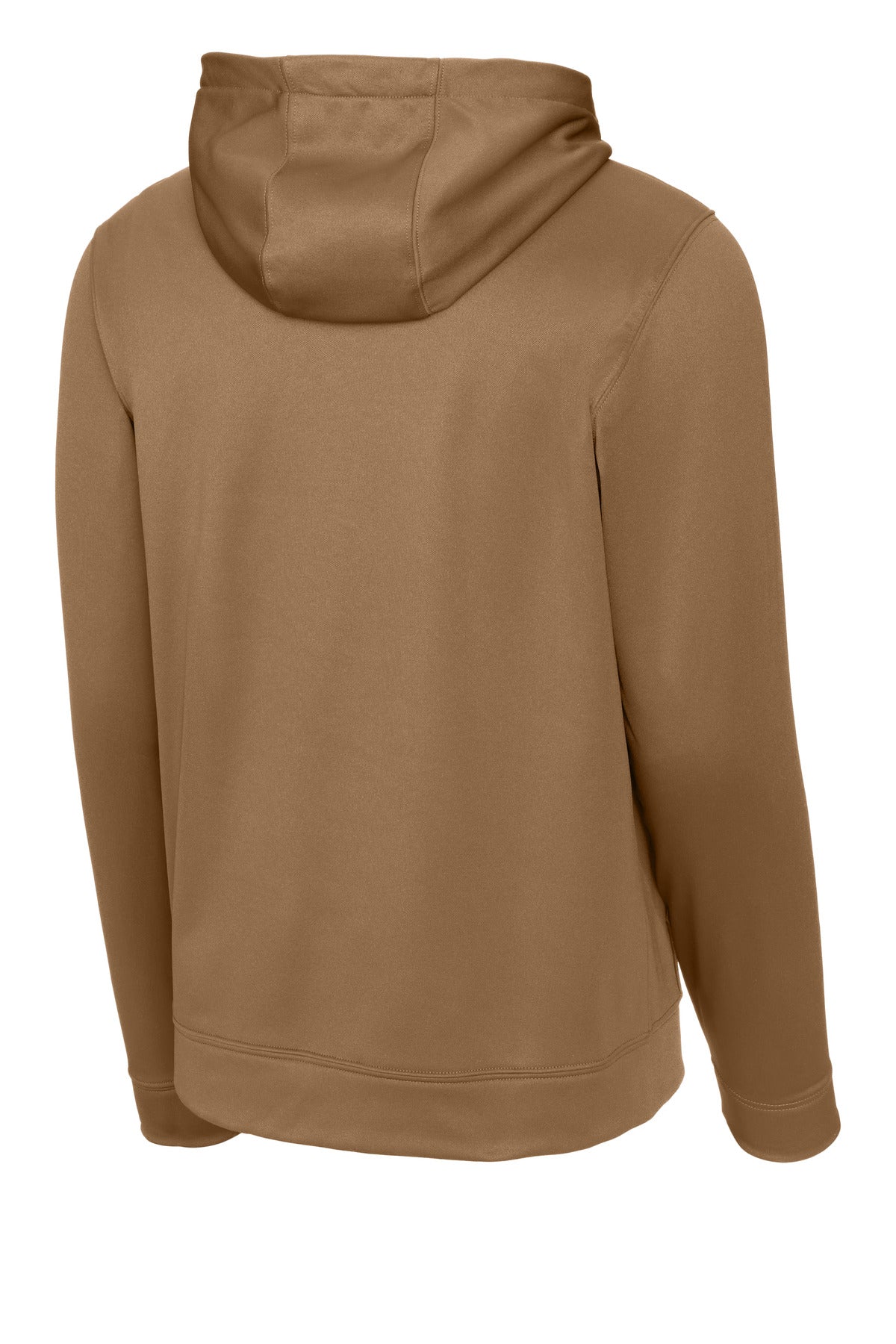 Rear View of Woodland Brown Sport-Tek Sport-Wick Fleece Hooded Pullover. F244