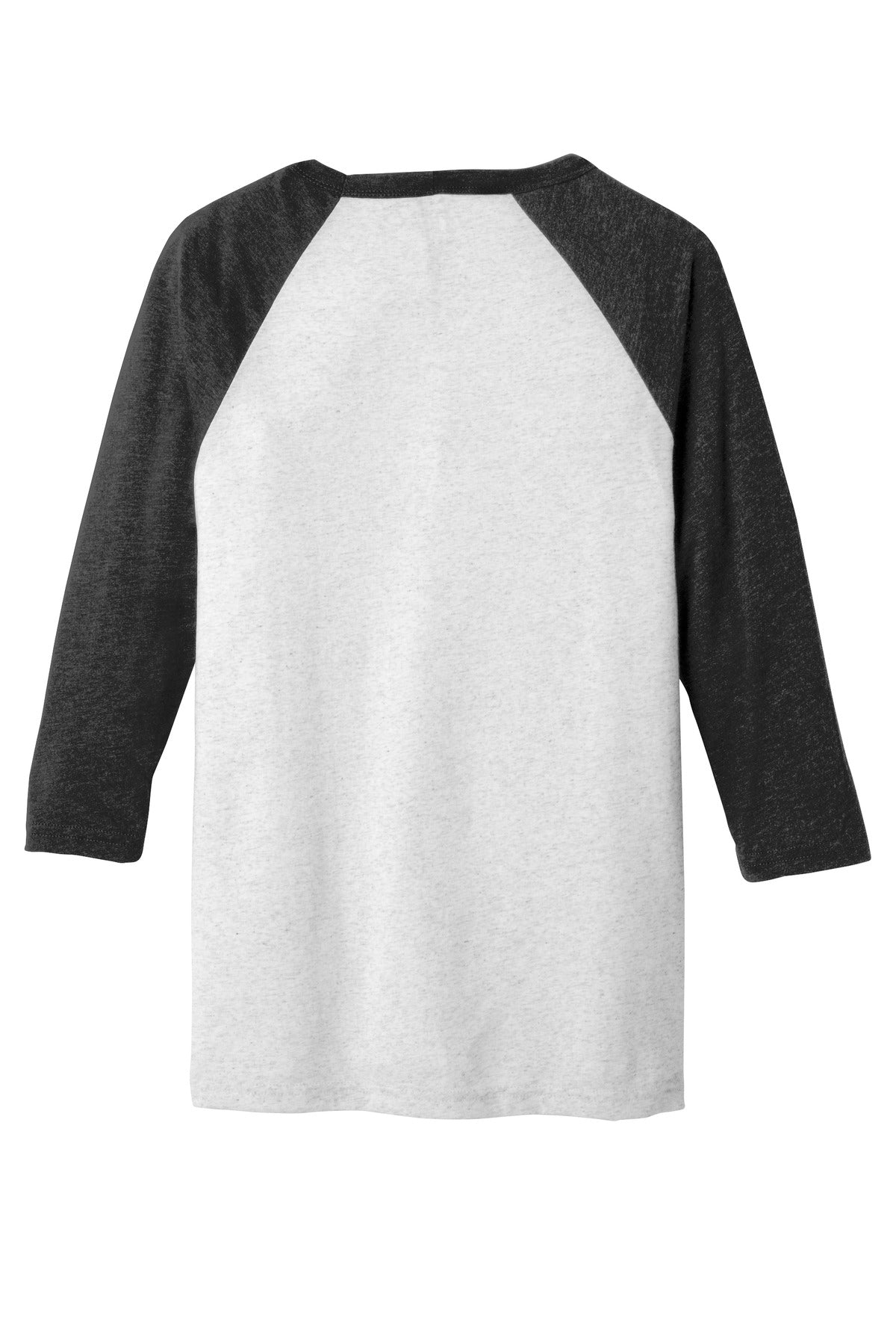 Rear View of Wt Fk/Ch-Bl TB BELLA+CANVAS Unisex 3/4-Sleeve Baseball Tee. BC3200