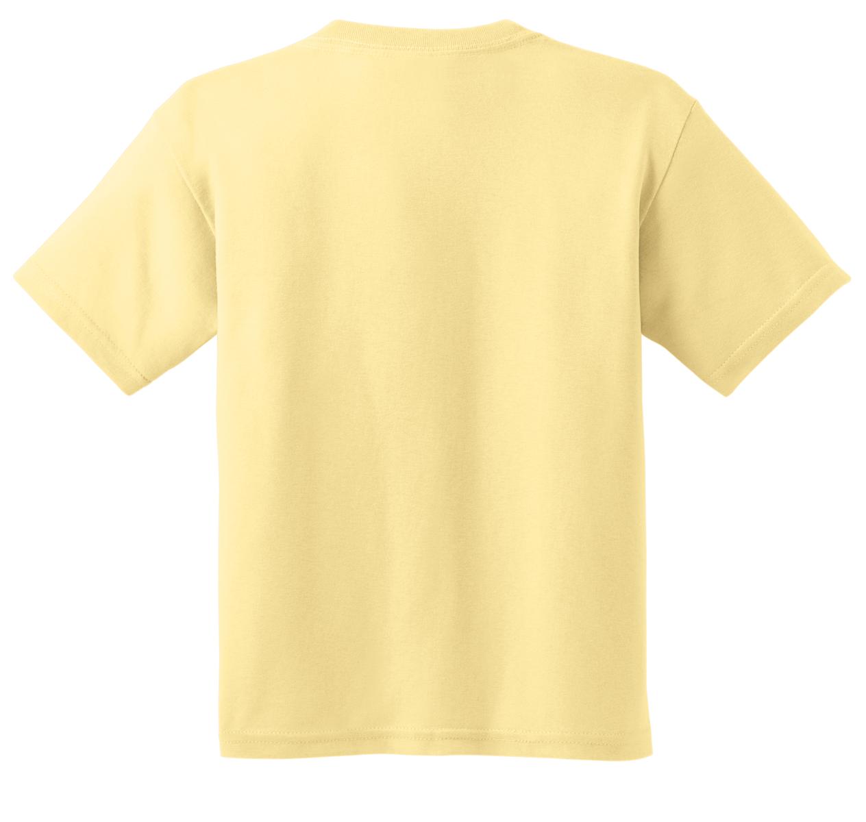 Rear View of Yellow Haze Gildan - Youth Heavy Cotton 100% Cotton T-Shirt. 5000B
