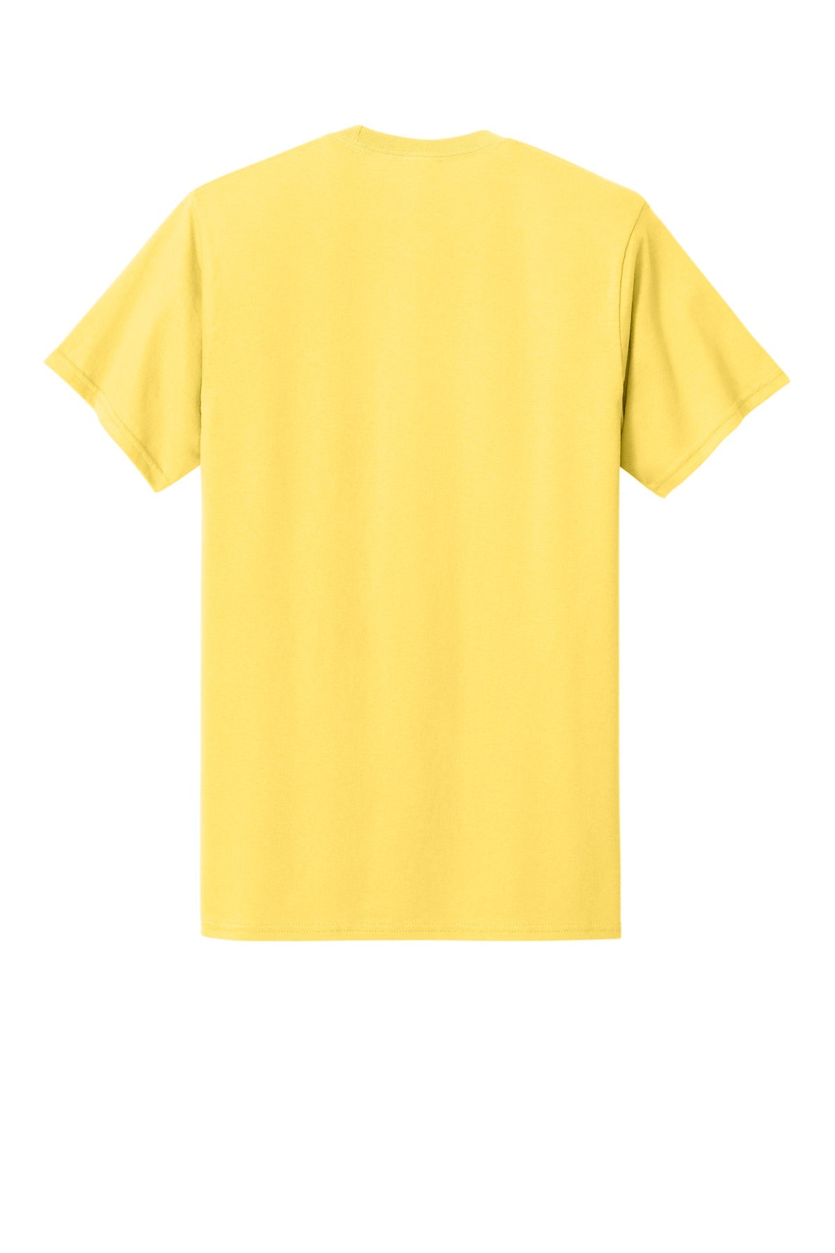Rear View of Yellow Port & Co Core Cotton Pocket Tee. PC54P