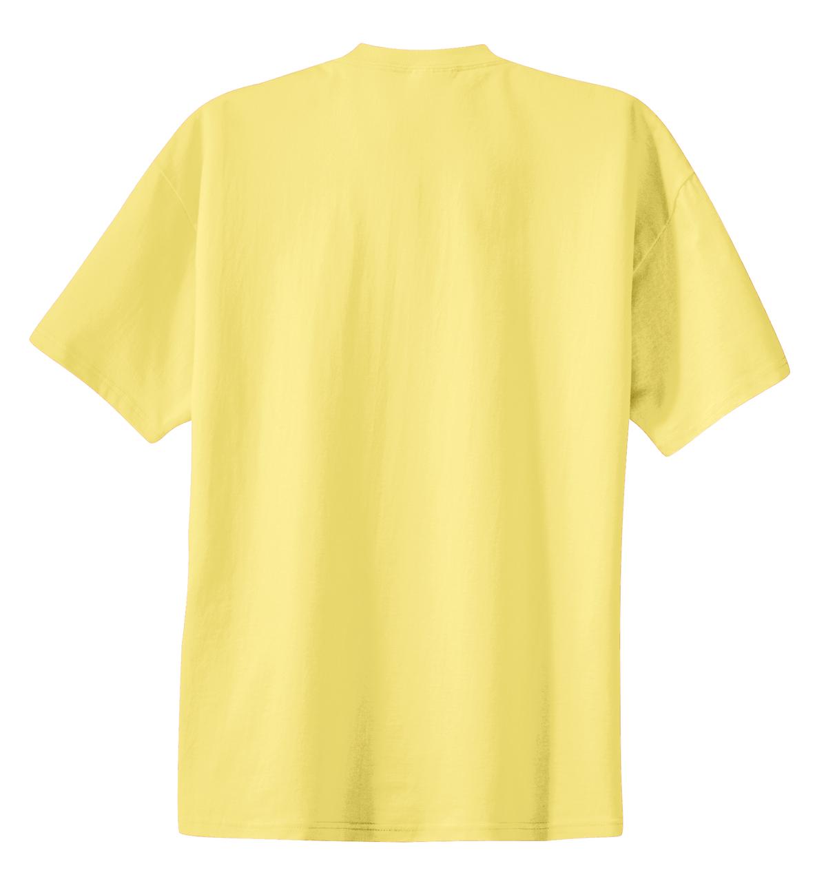 Rear View of Yellow Port & Co Essential Tee. PC61