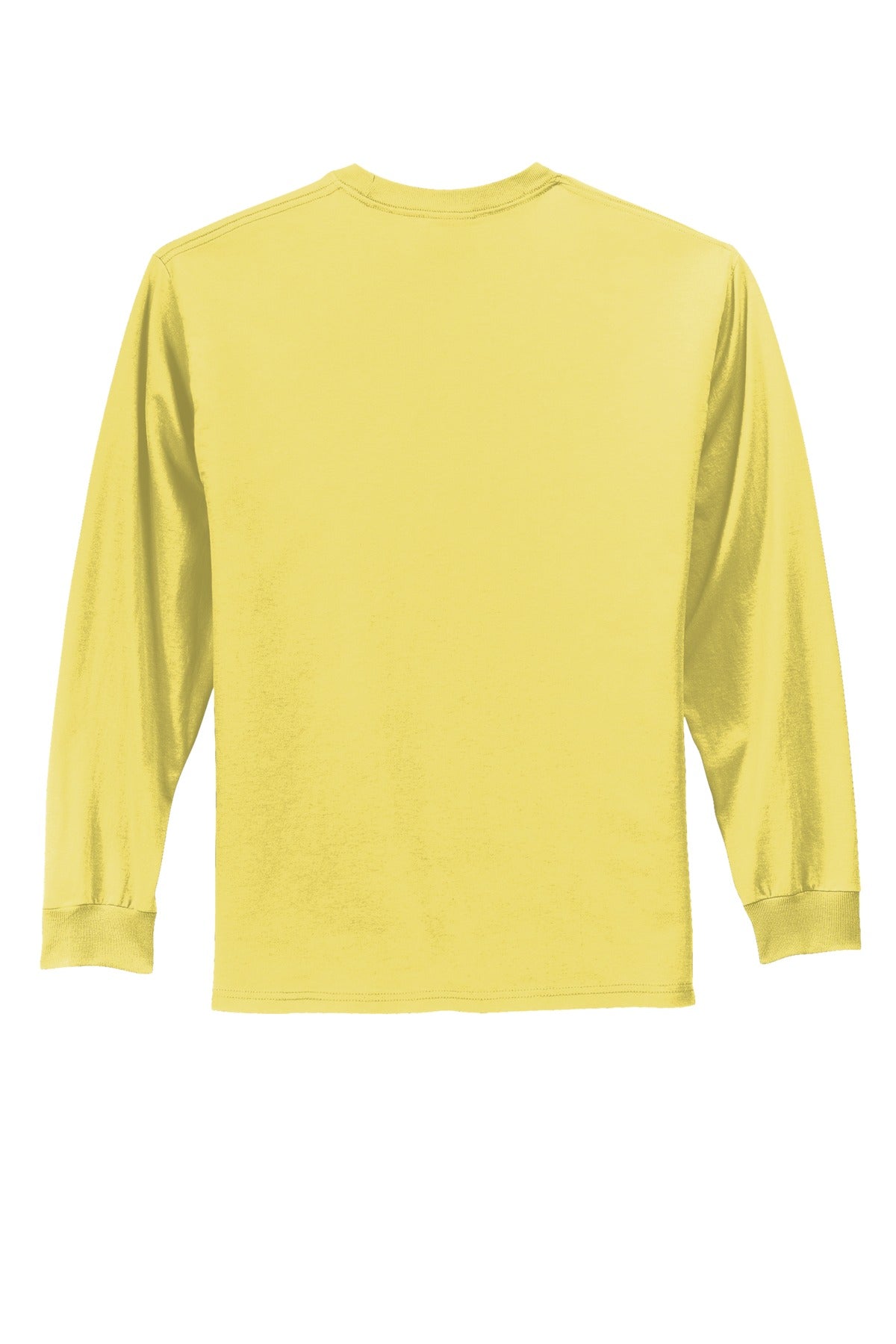 Rear View of Yellow Port & Co Long Sleeve Essential Tee. PC61LS