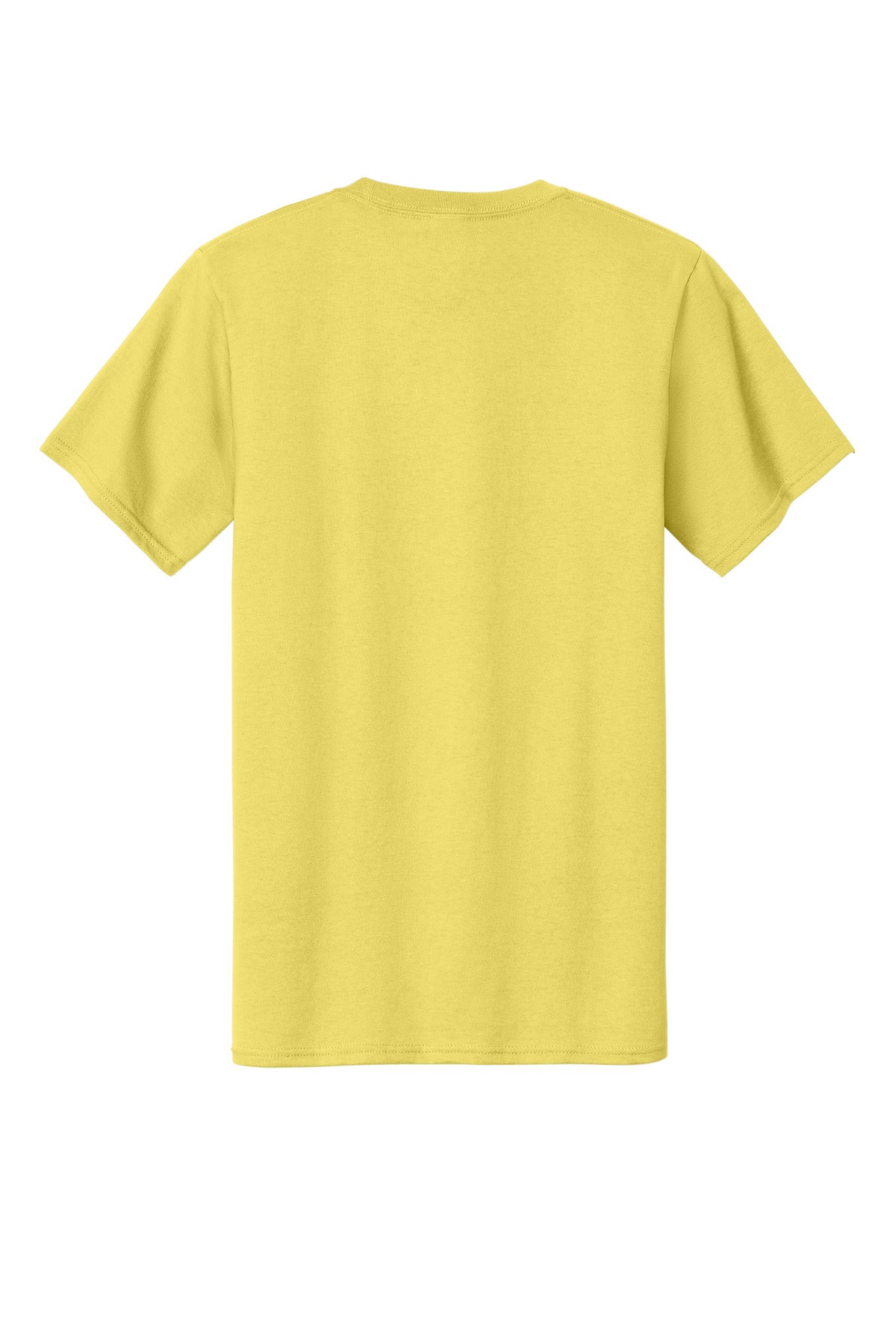 Rear View of Yellow Port & Co Tall Essential Tee. PC61T
