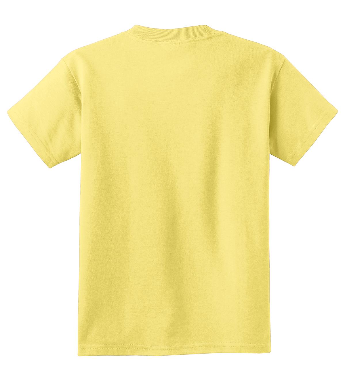 Rear View of Yellow Port & Co Youth Core Cotton Tee. PC54Y