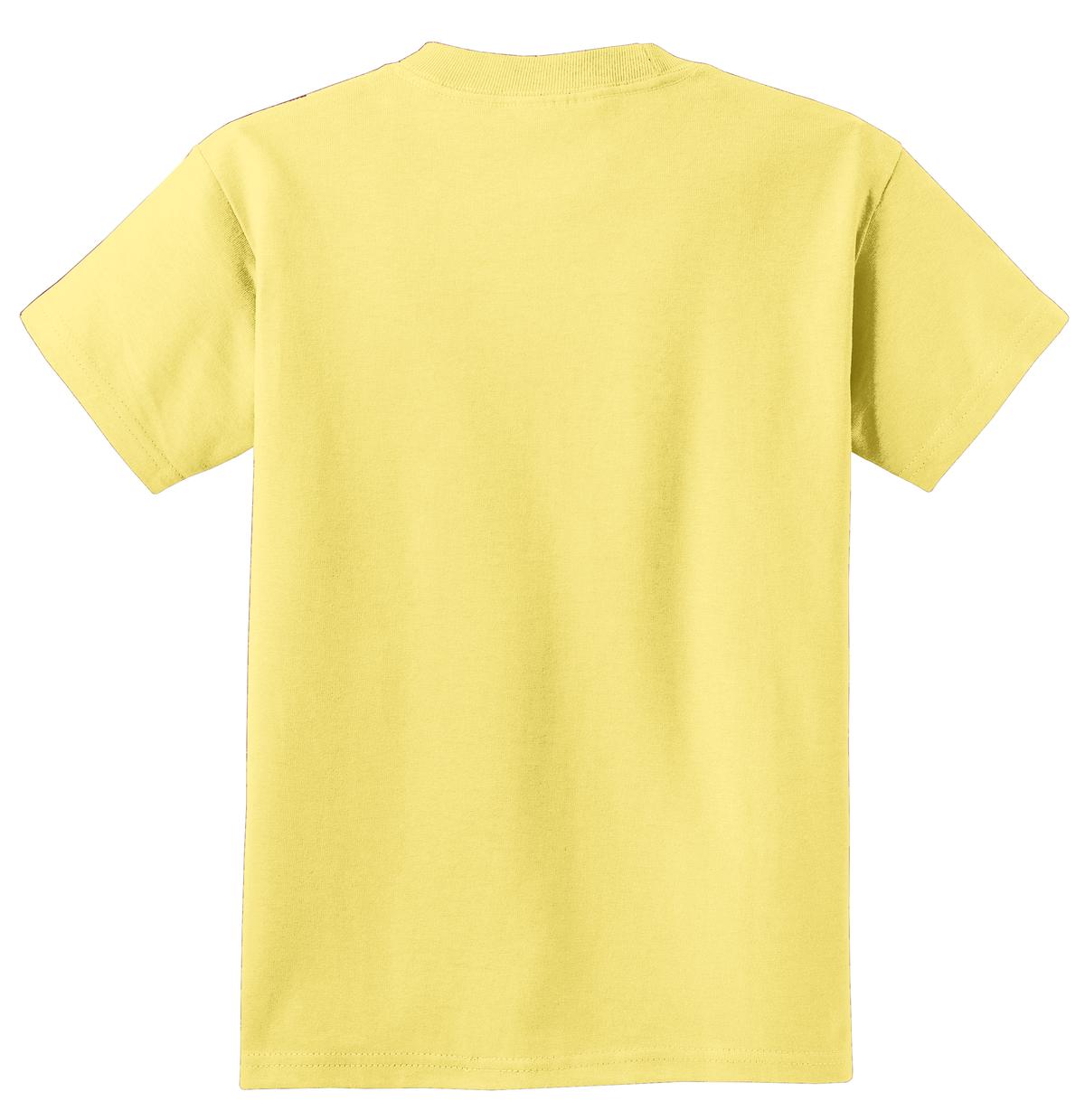 Rear View of Yellow Port & Co Youth Essential Tee. PC61Y