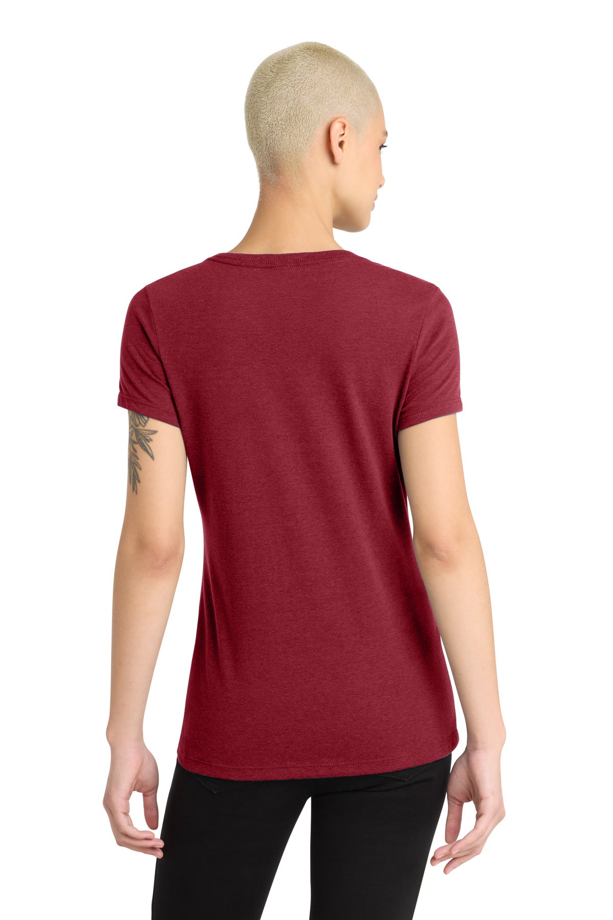 Red Fleck District Women's Perfect Blend CVC V-Neck Tee. DM1190L
