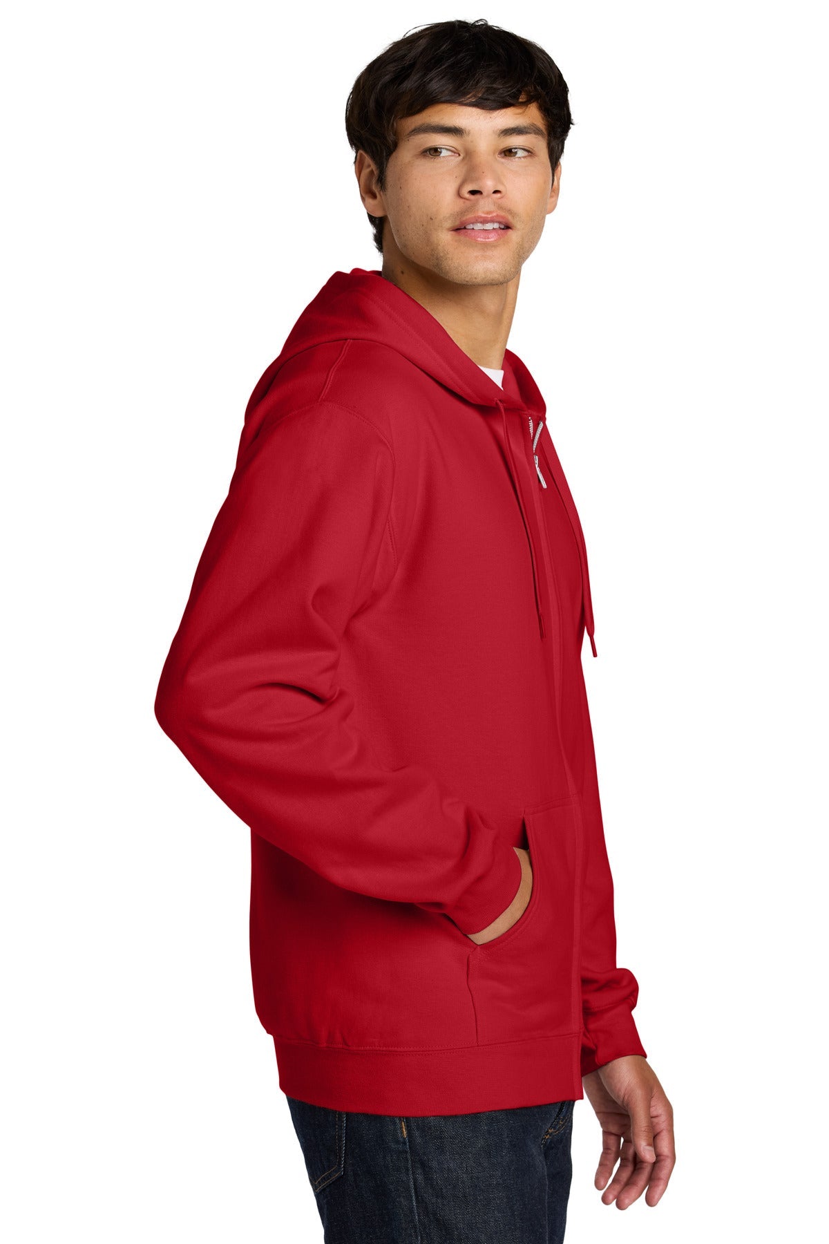 Red Gildan Softstyle Midweight Fleece Full-Zip Hooded Sweatshirt SF600