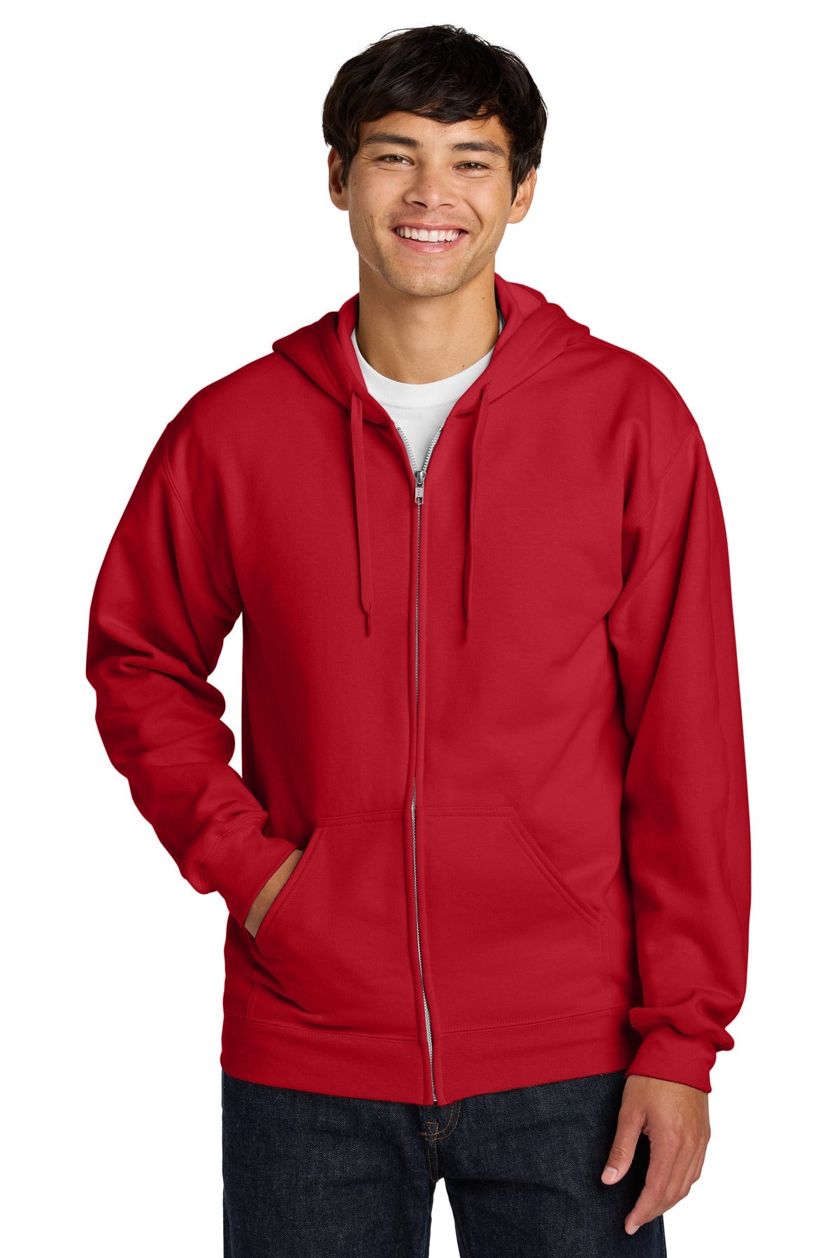 Red Gildan Softstyle Midweight Fleece Full-Zip Hooded Sweatshirt SF600