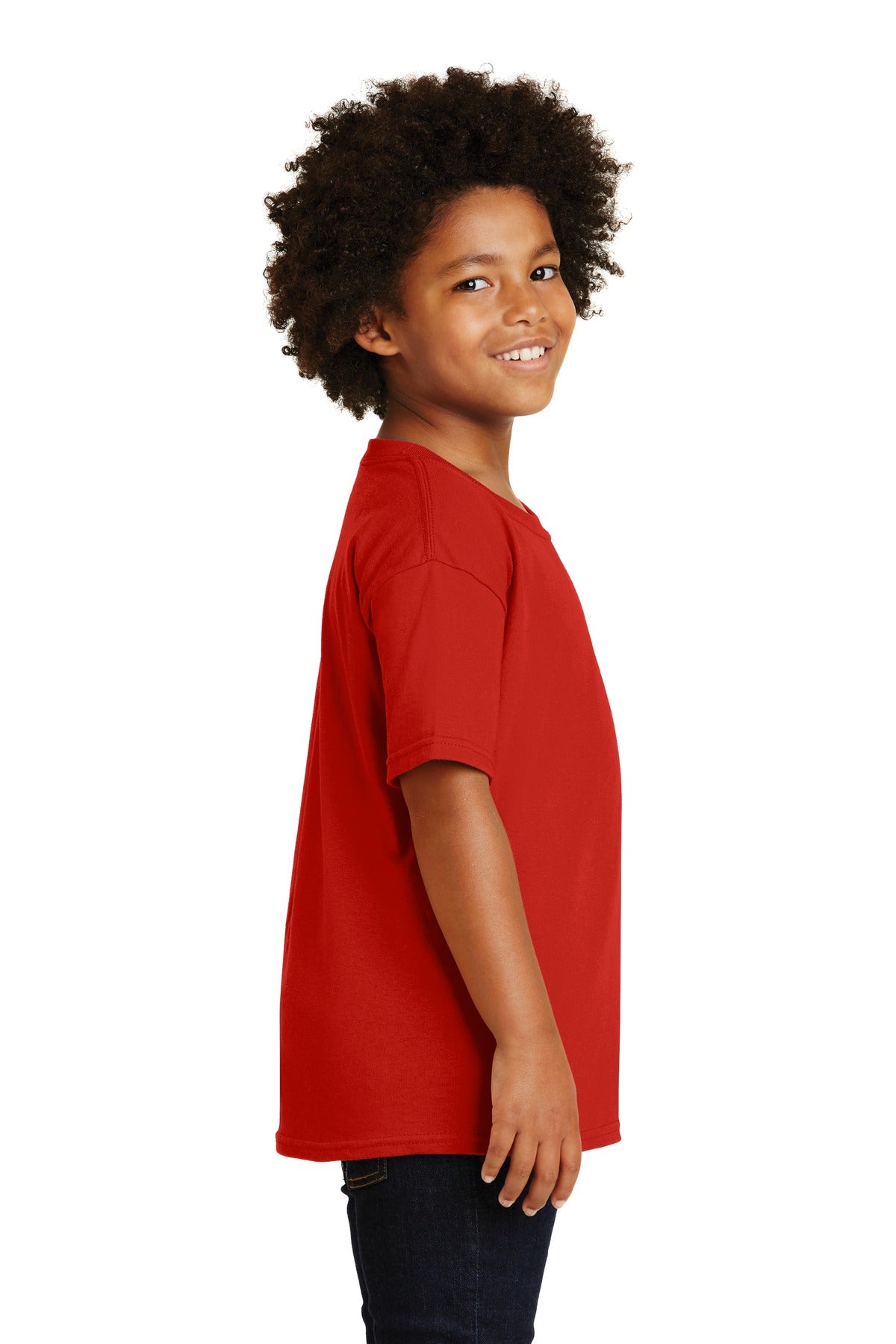 Red Gildan - Youth Heavy Cotton 100% Cotton T-Shirt. 5000B