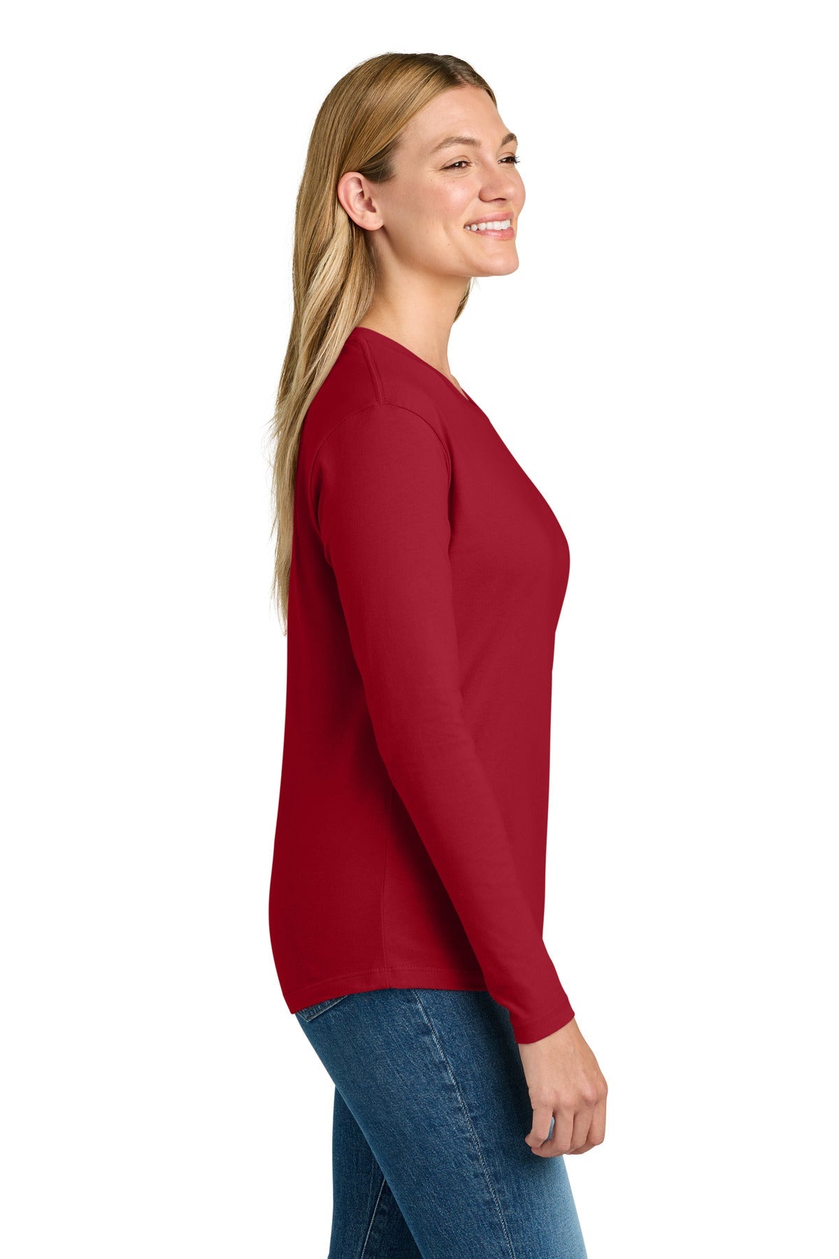 Red Next Level Apparel Women's Cotton Relaxed Long Sleeve Tee NL3911