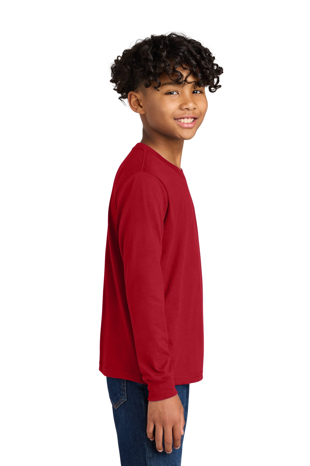 Red Next Level Apparel Youth Cotton Long Sleeve Tee NL3311