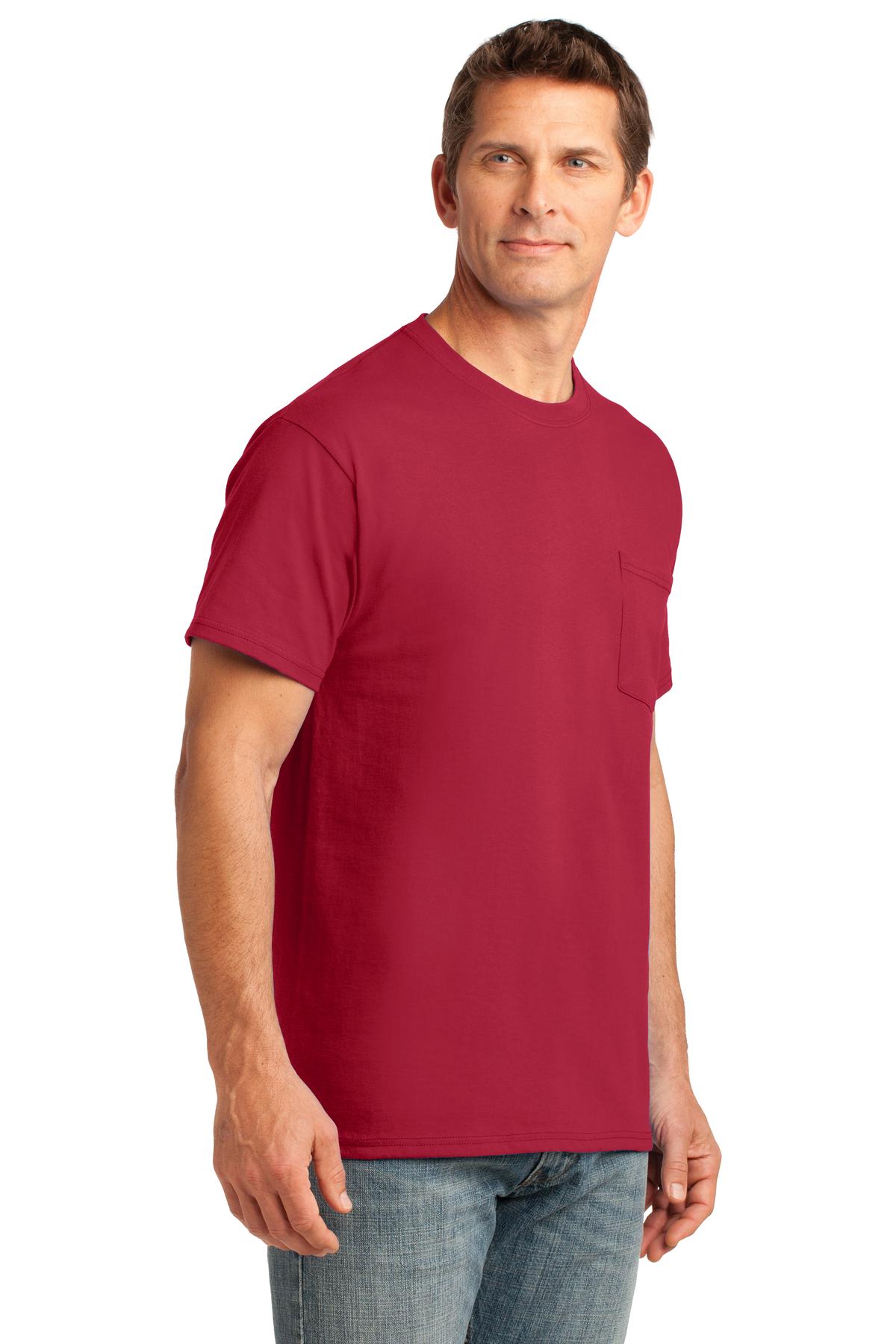 Red Port & Co Core Cotton Pocket Tee. PC54P