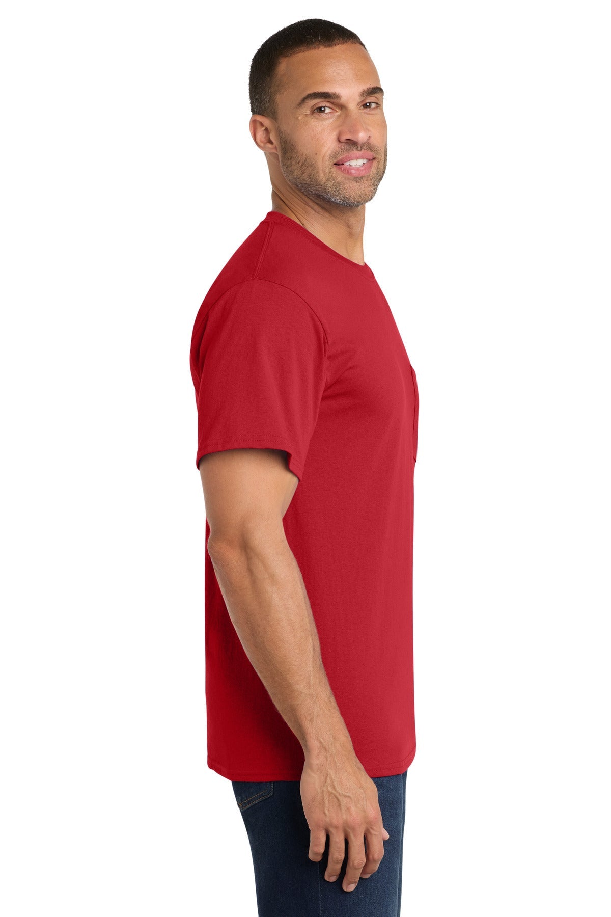 Red Port & Co Core Cotton Pocket Tee. PC54P