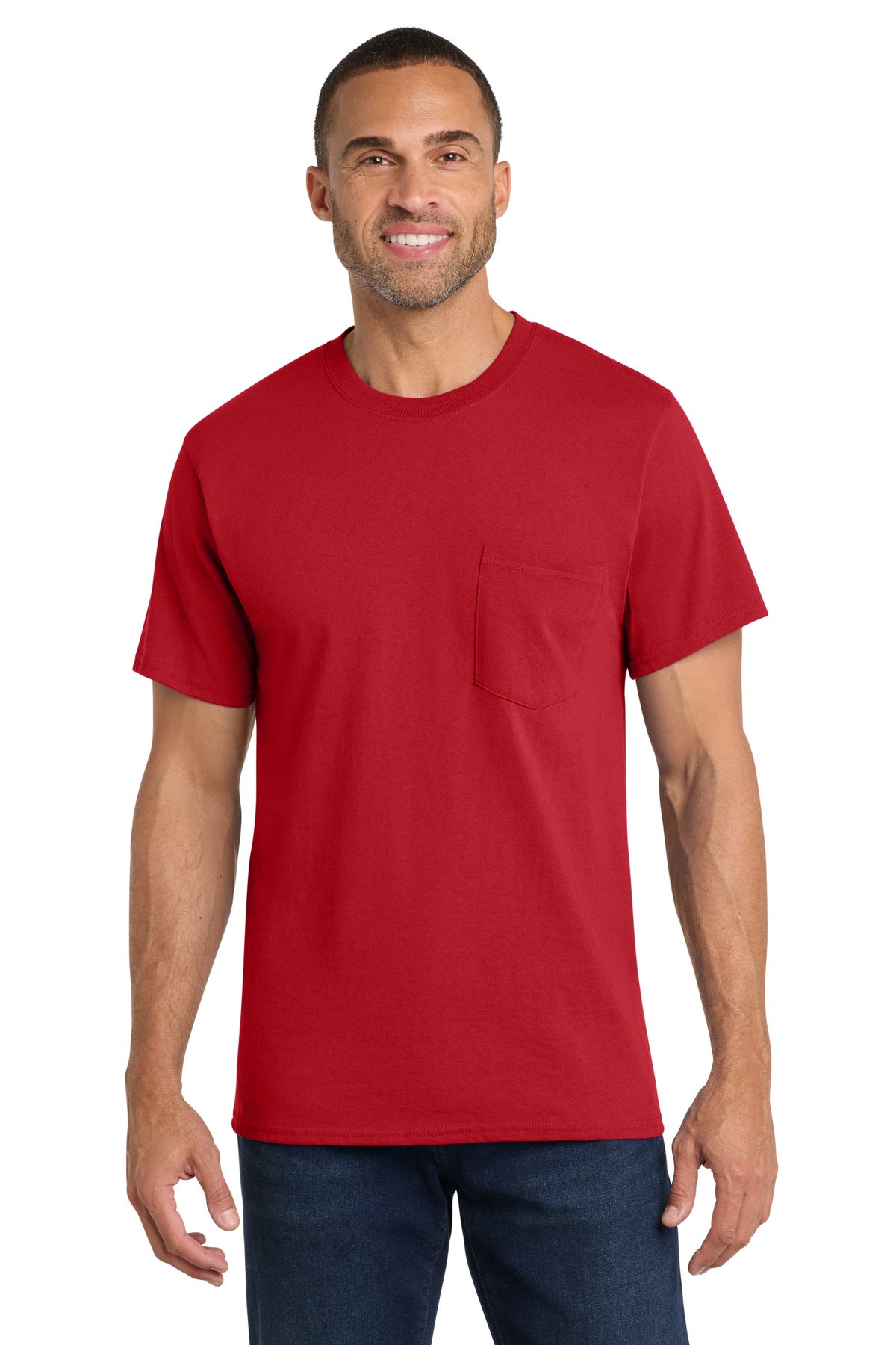 Red Port & Co Core Cotton Pocket Tee. PC54P