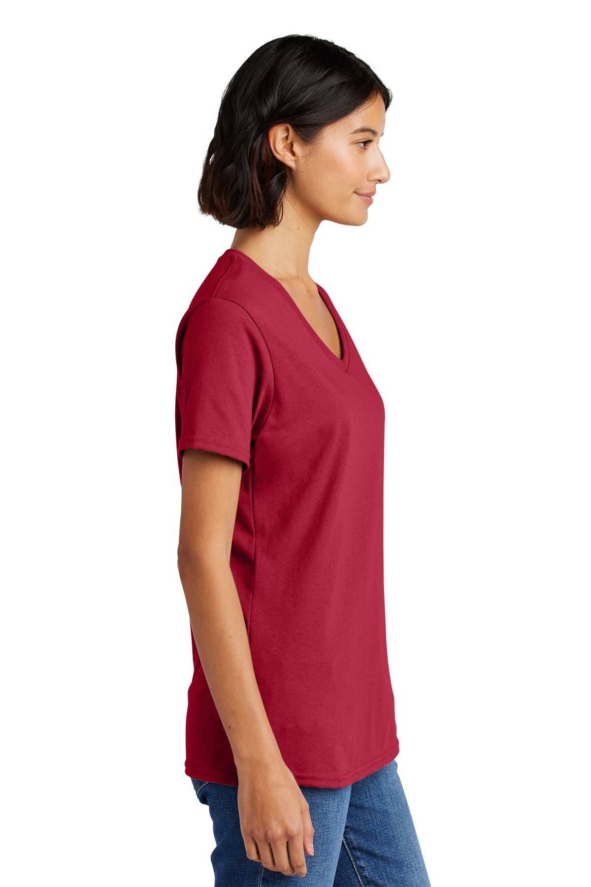 Red Port & Co Women's Core Cotton V-Neck Tee. LPC54V