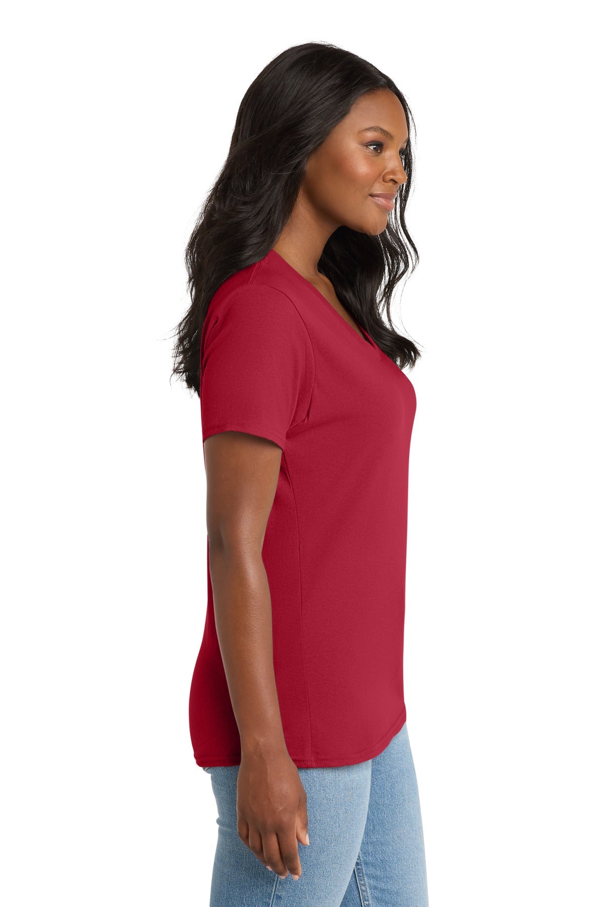 Red Port & Co Women's Core Cotton V-Neck Tee. LPC54V
