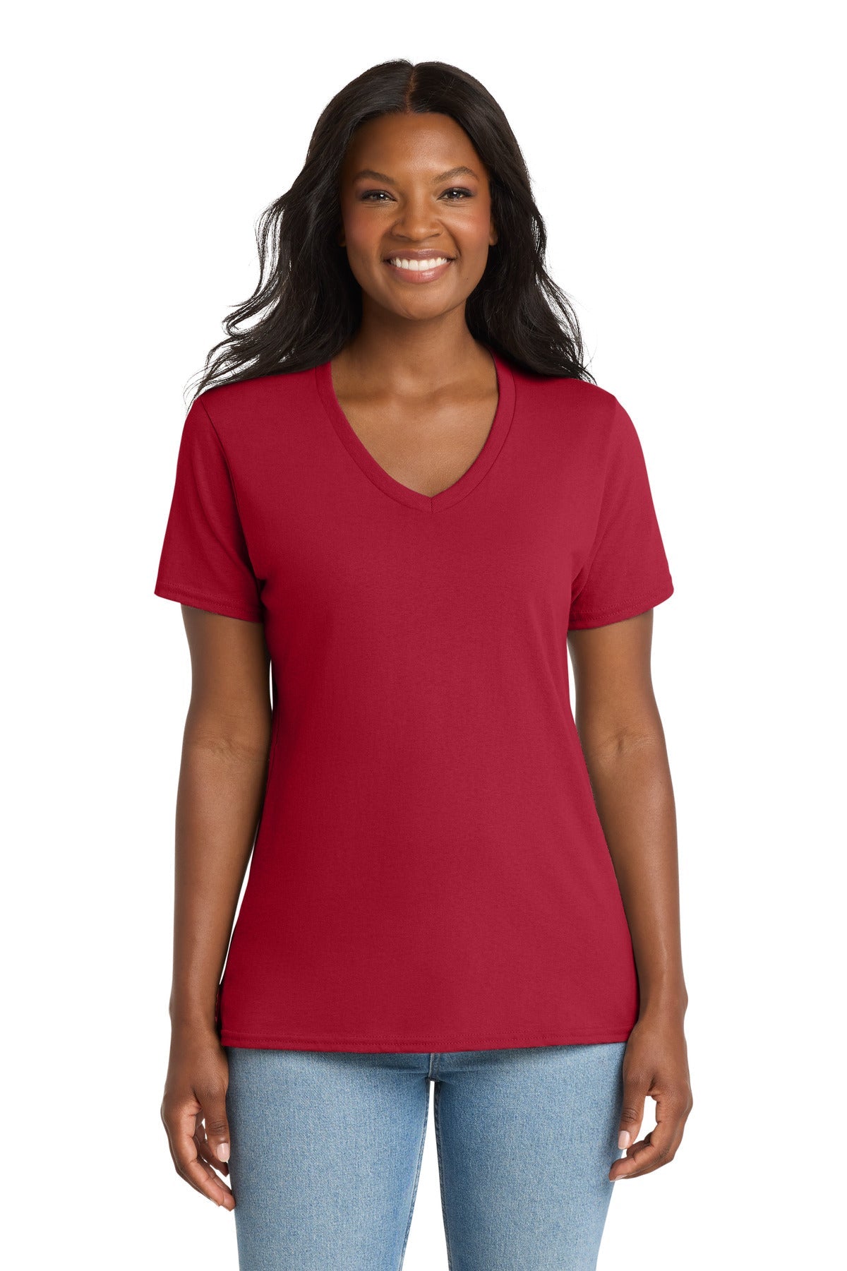Red Port & Co Women's Core Cotton V-Neck Tee. LPC54V