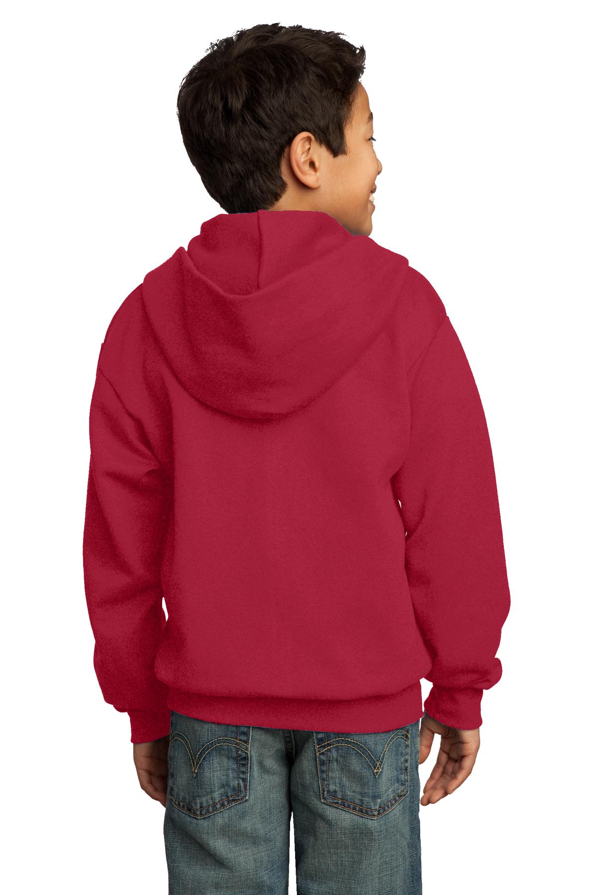 Red Port & Co Youth Core Fleece Full-Zip Hooded Sweatshirt. PC90YZH