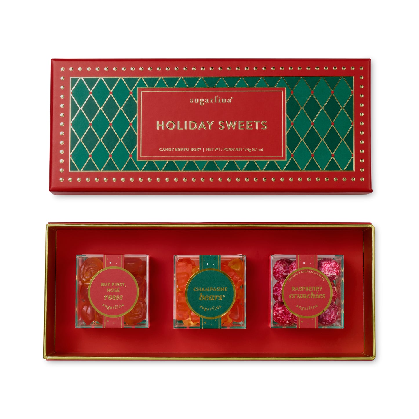 Red Sugarfina Holiday 3PC Candy Bento Box plain