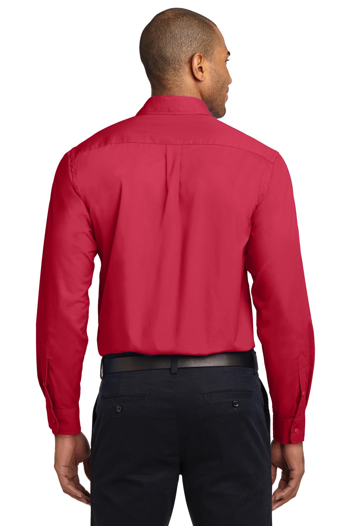 Red/Lt Stone Port Authority Long Sleeve Easy Care Shirt S608