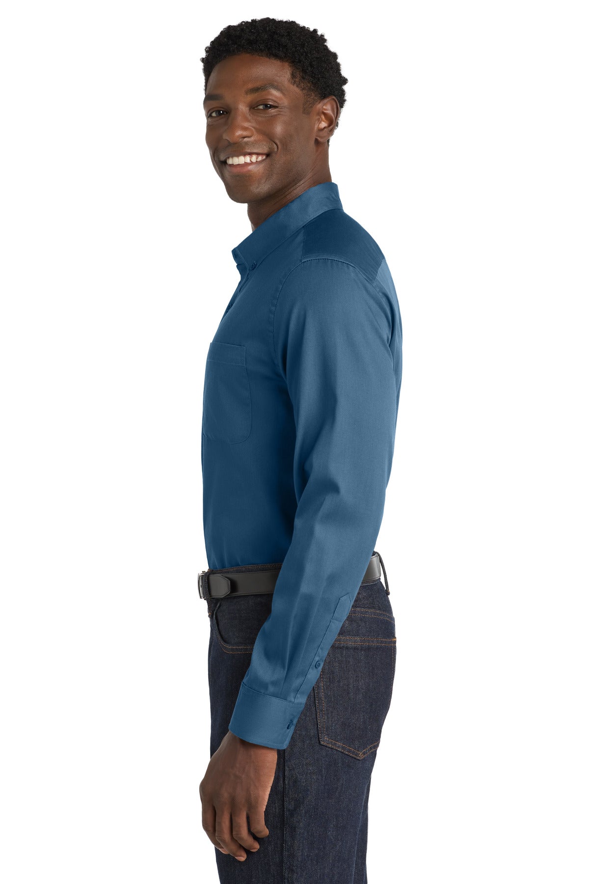 RgttaBlue Port Authority Long Sleeve SuperPro React Twill Shirt. W808