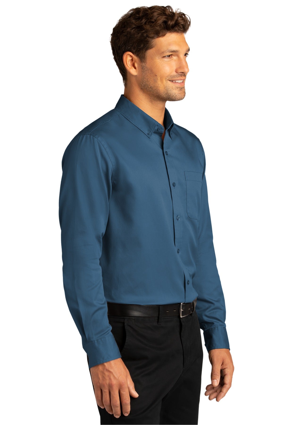 RgttaBlue Port Authority Long Sleeve SuperPro React Twill Shirt. W808