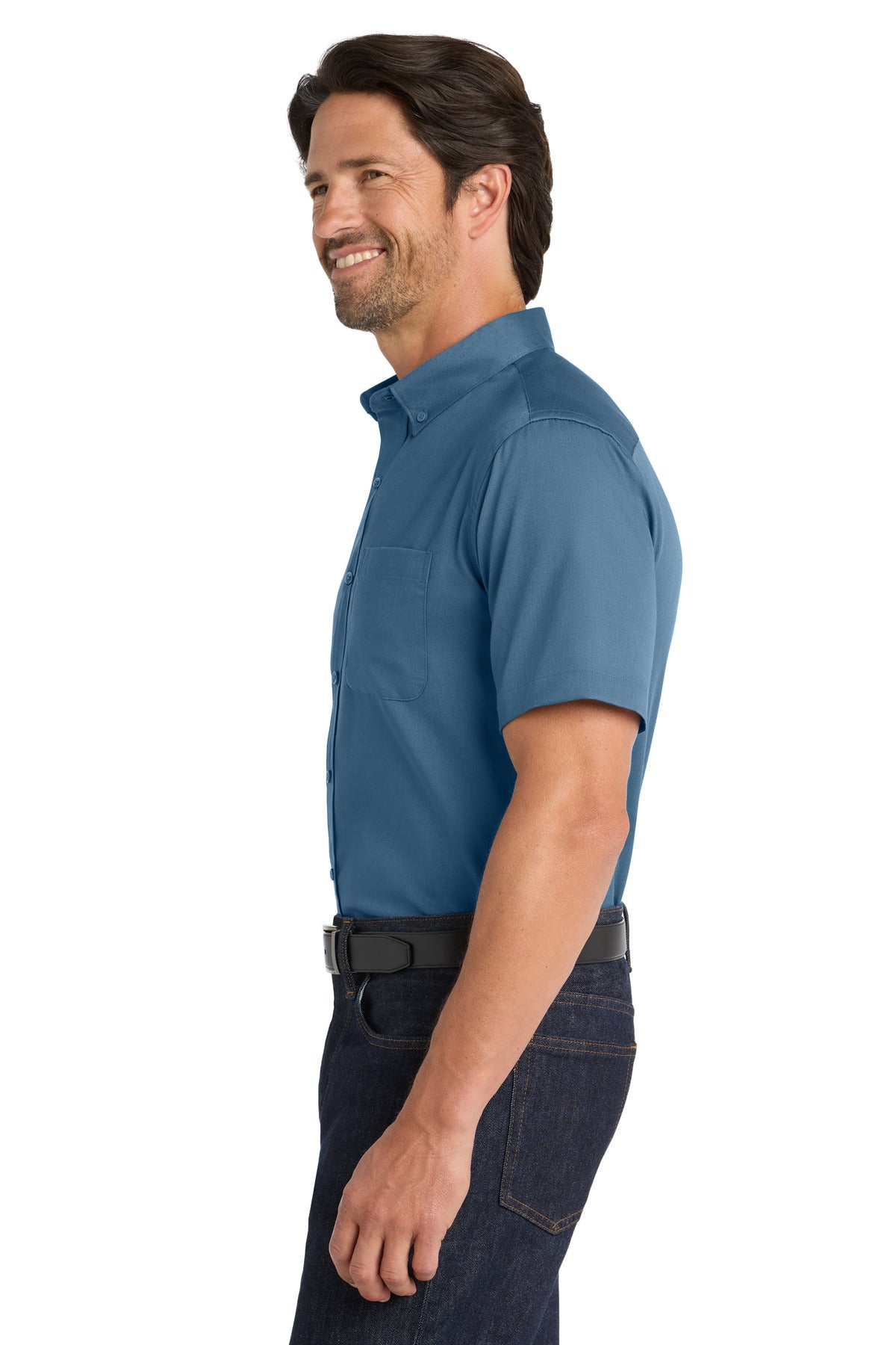 RgttaBlue Port Authority Short Sleeve SuperPro React Twill Shirt. W809