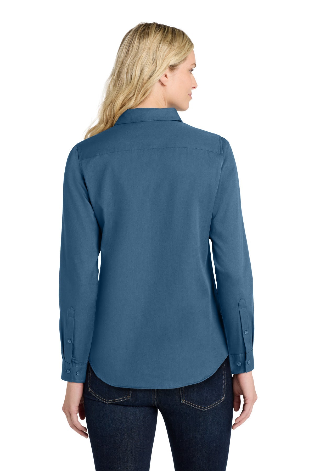 RgttaBlue Port Authority Women's Long Sleeve SuperPro React Twill Shirt. LW808