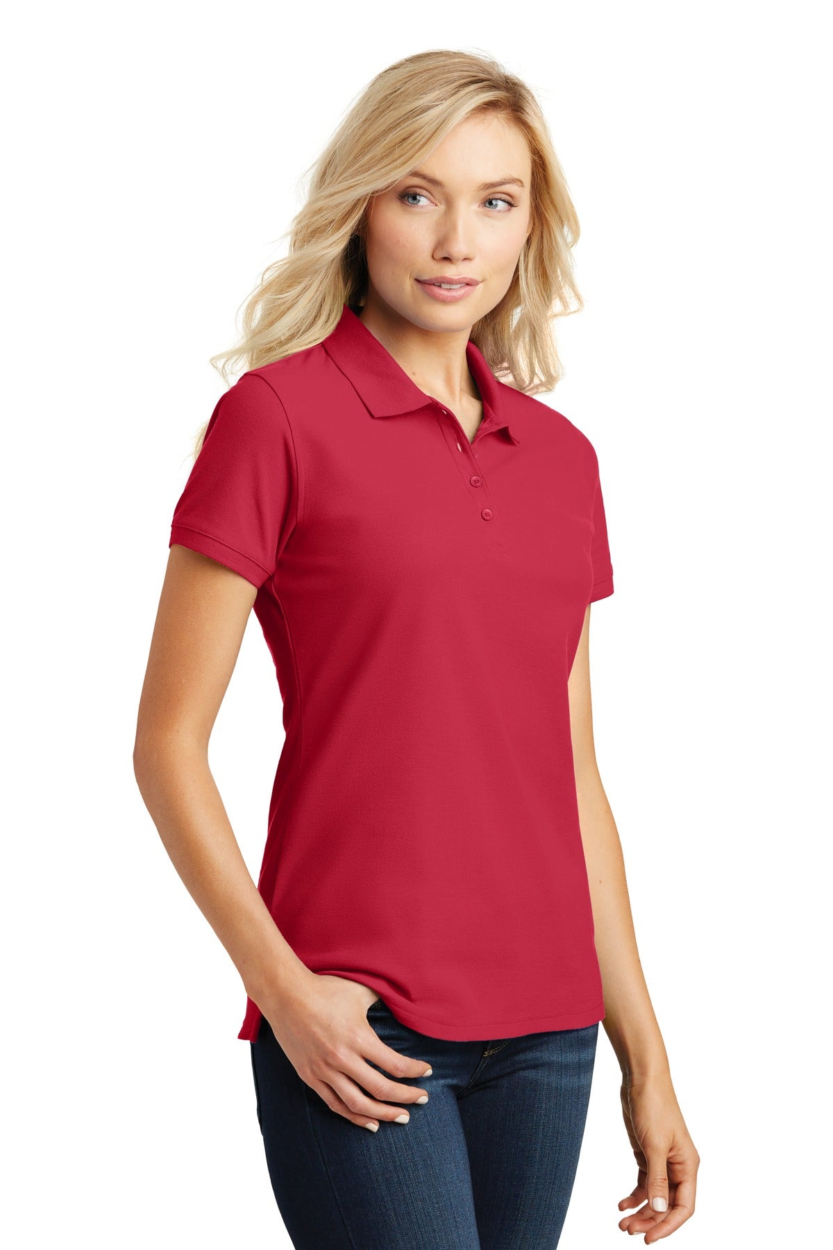 Rich Red Port Authority Women's Core Classic Pique Polo. L100