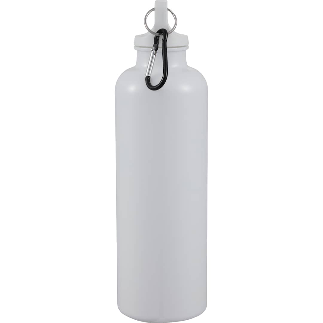 Right View of White Race 25oz  Recycled Bottle with Carabiner plain