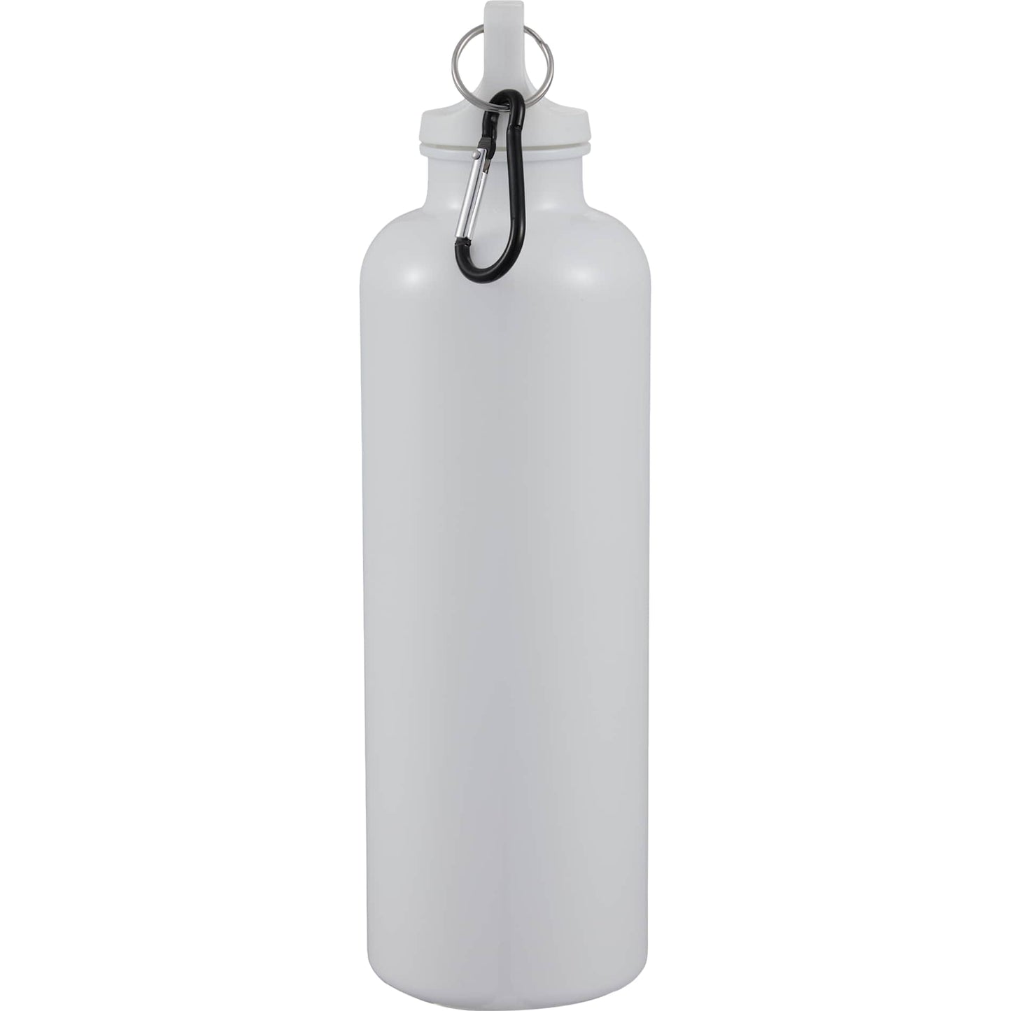 Right View of White Race 25oz  Recycled Bottle with Carabiner plain