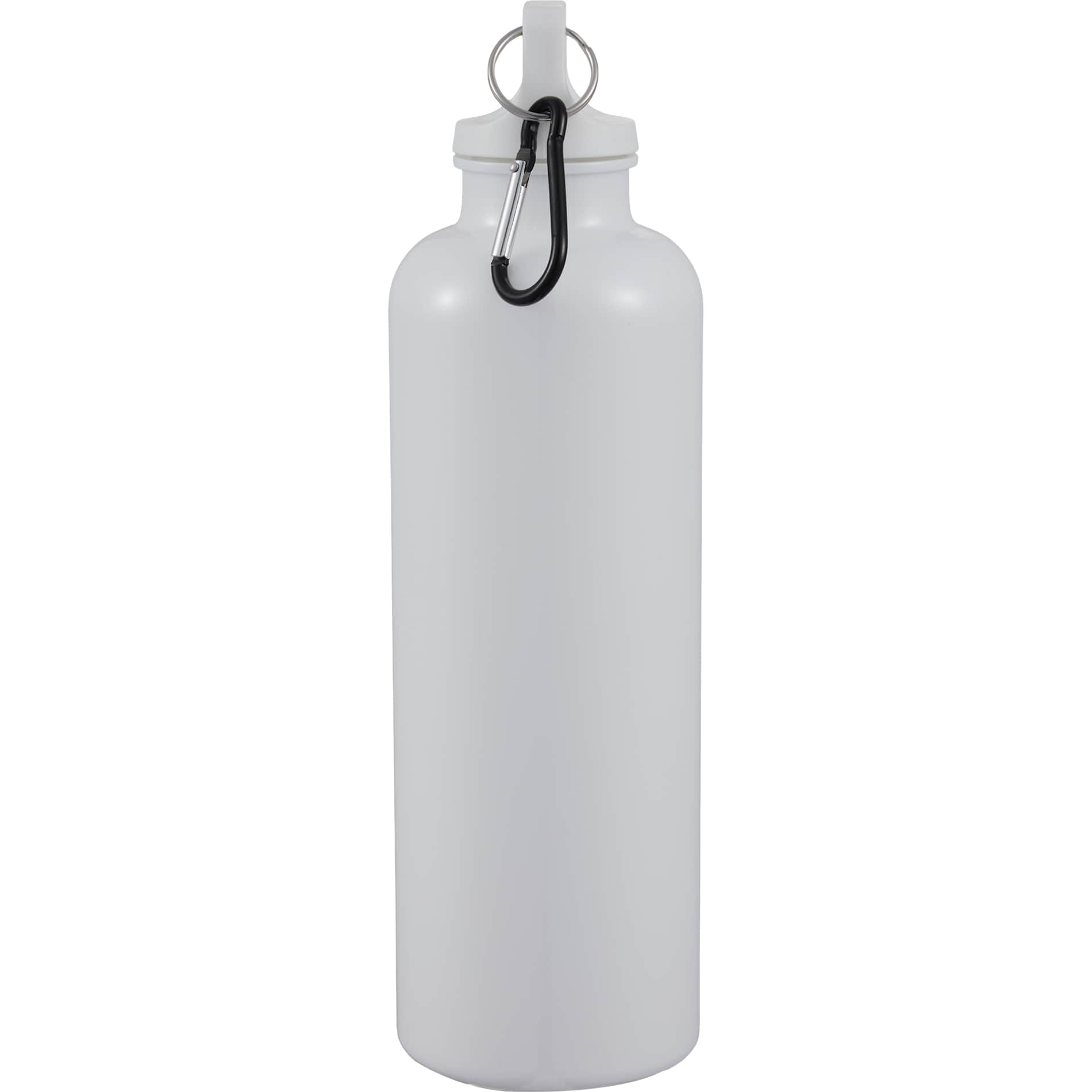 Right View of White Race 25oz  Recycled Bottle with Carabiner plain