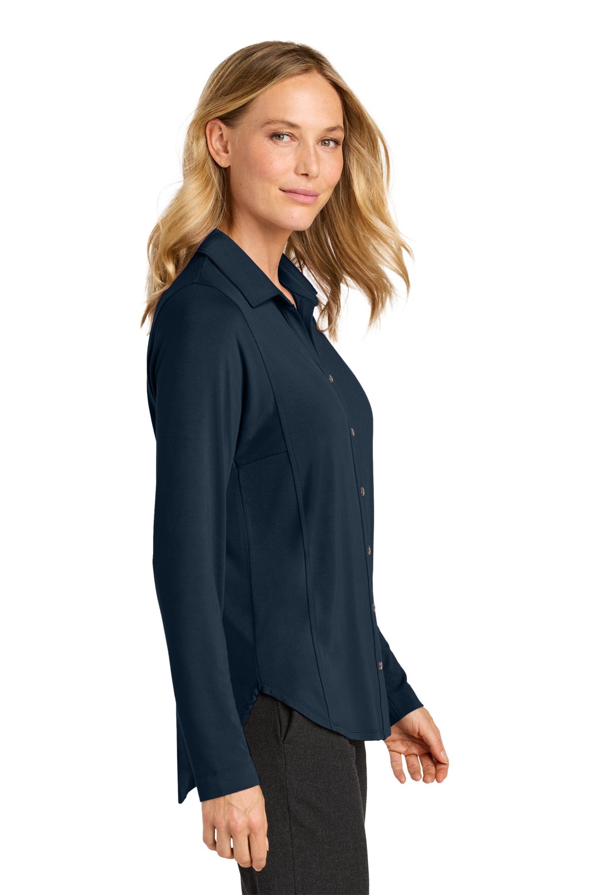 RiverBlNv Port Authority Women's Luxe Knit Button Tunic LK5602