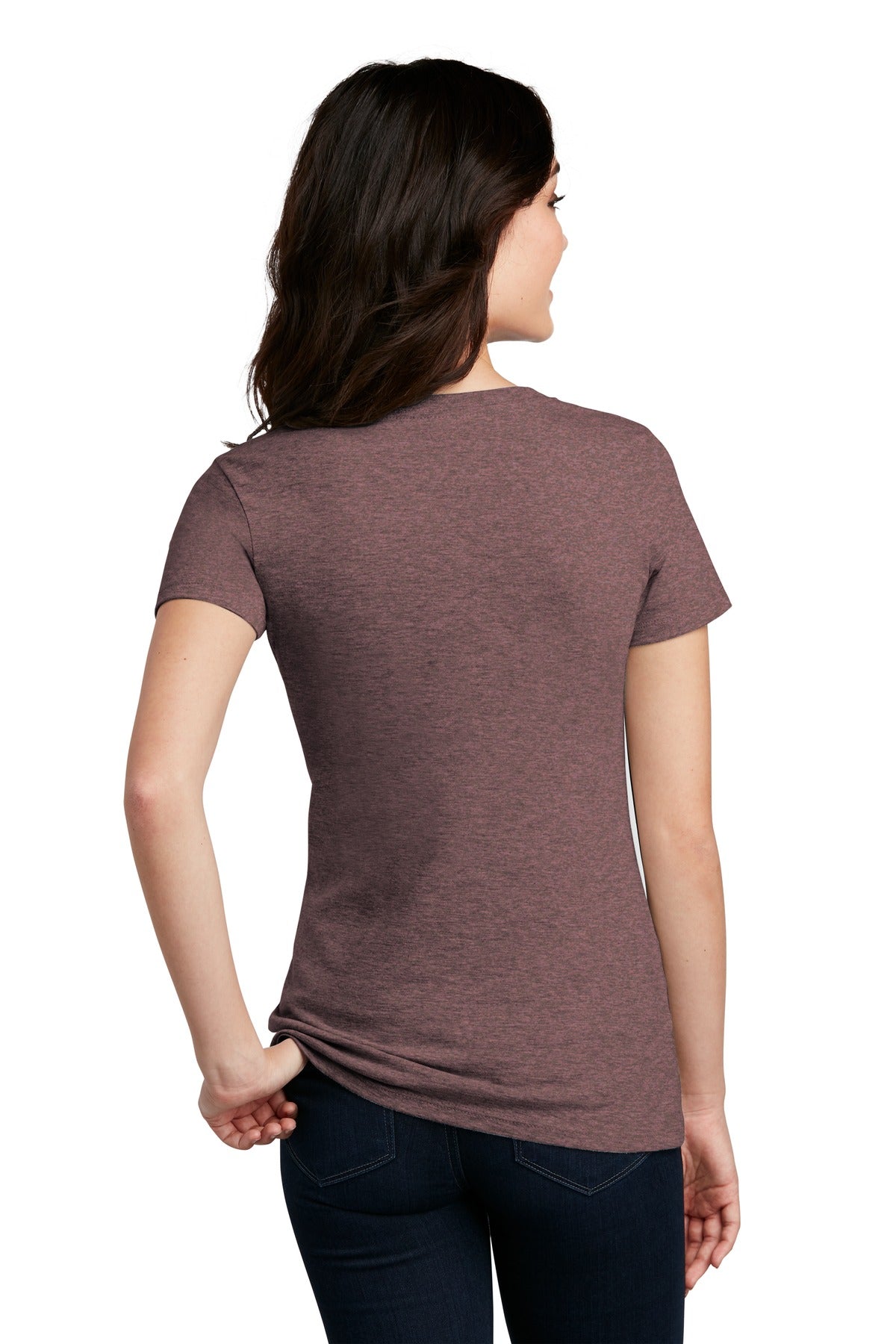 Rose Fleck District Women's Perfect Blend CVC V-Neck Tee. DM1190L
